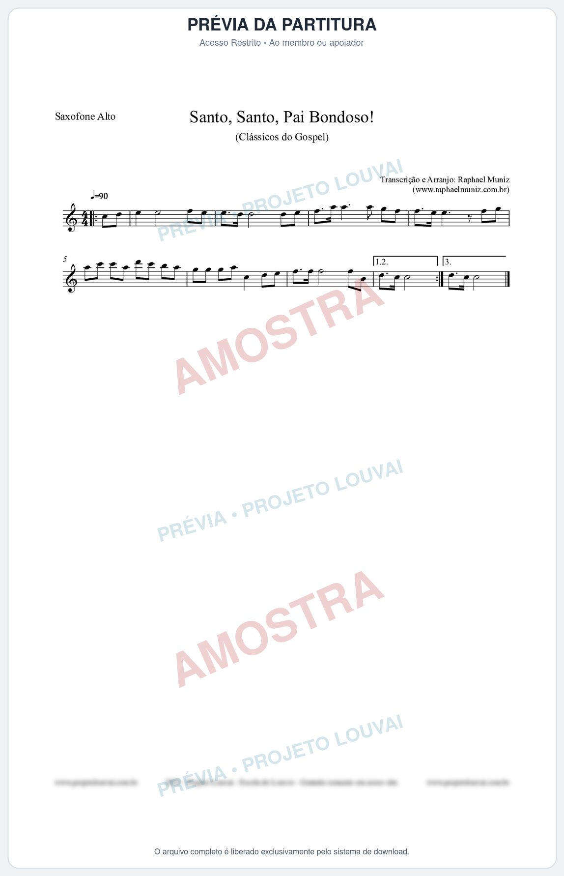 Prévia protegida da primeira página da partitura Partitura para Saxofone Alto - Santo, Santo, Pai Bondoso! - HCC nº4 - Clássicos do Gospel