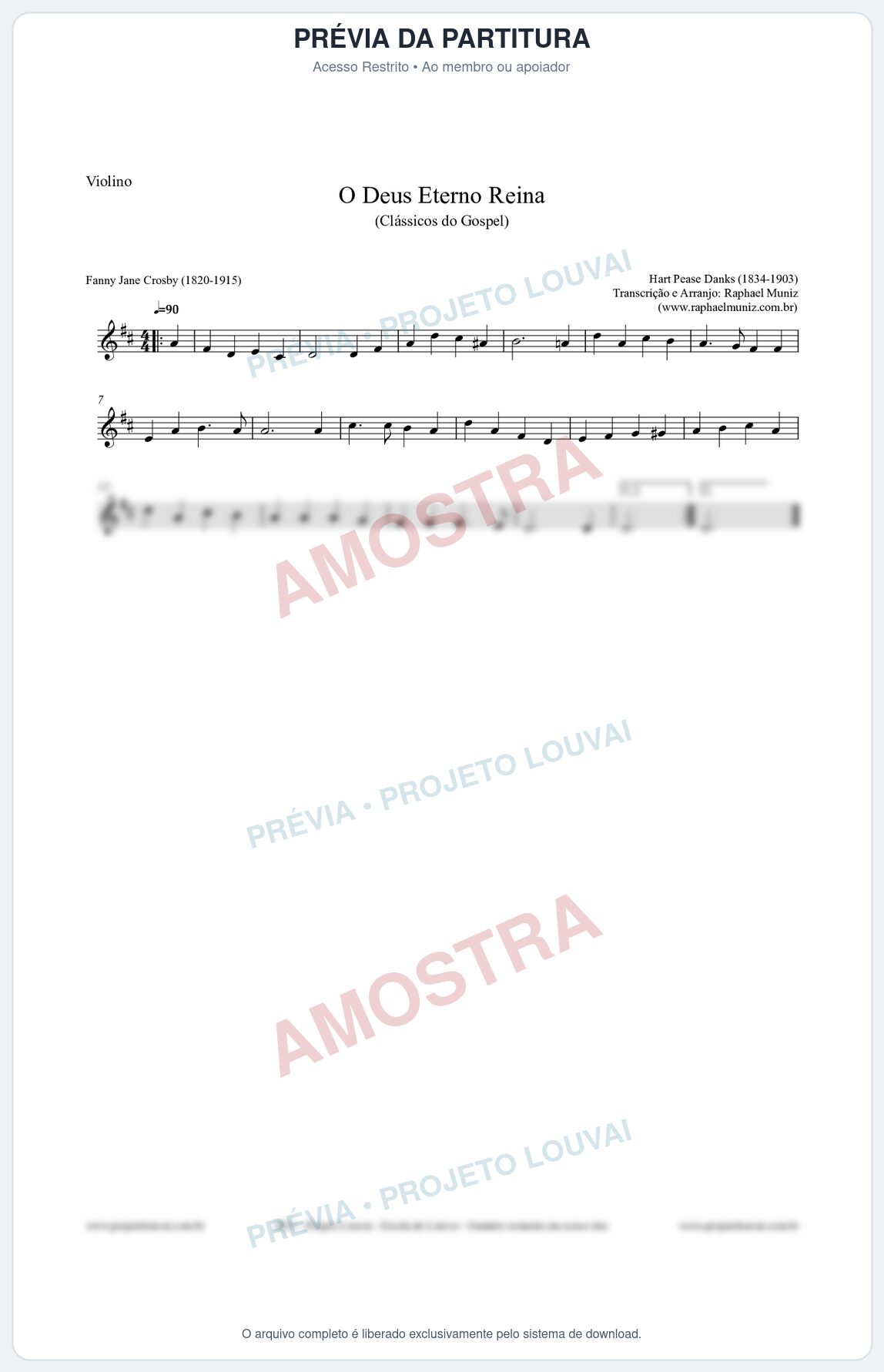 Prévia protegida da primeira página da partitura Partitura para Violino - O Deus Eterno Reina - HA nº3 - Clássicos do Gospel
