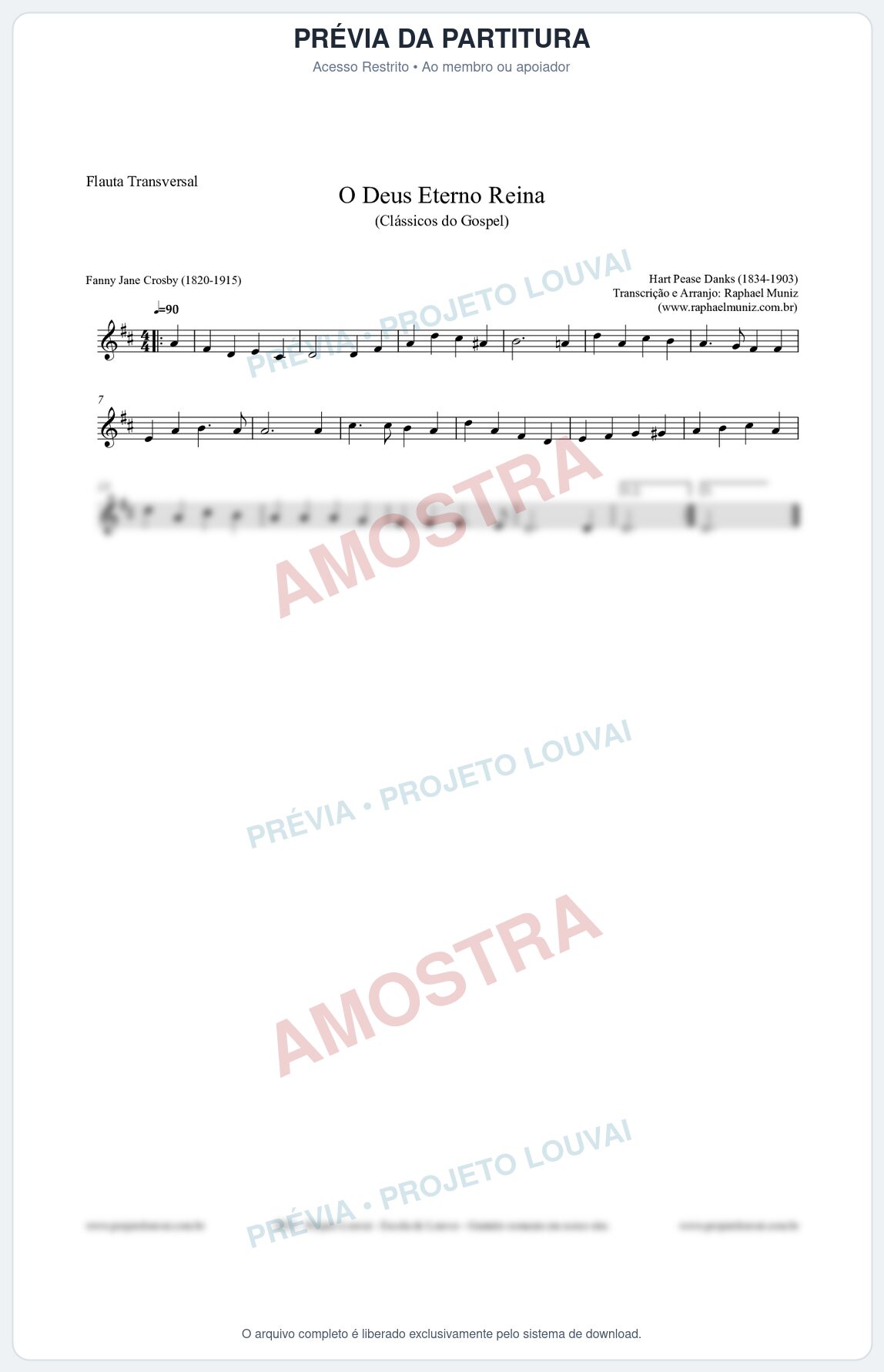 Prévia protegida da primeira página da partitura Partitura para Flauta Transversal - O Deus Eterno Reina - HA nº3 - Clássicos do Gospel