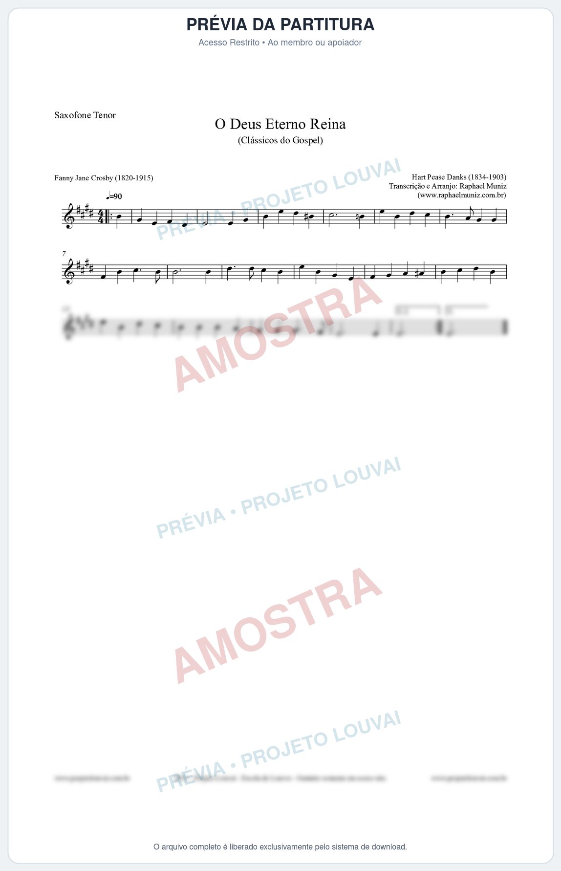 Prévia protegida da primeira página da partitura Partitura para Saxofone Tenor - O Deus Eterno Reina - HA nº3 - Clássicos do Gospel