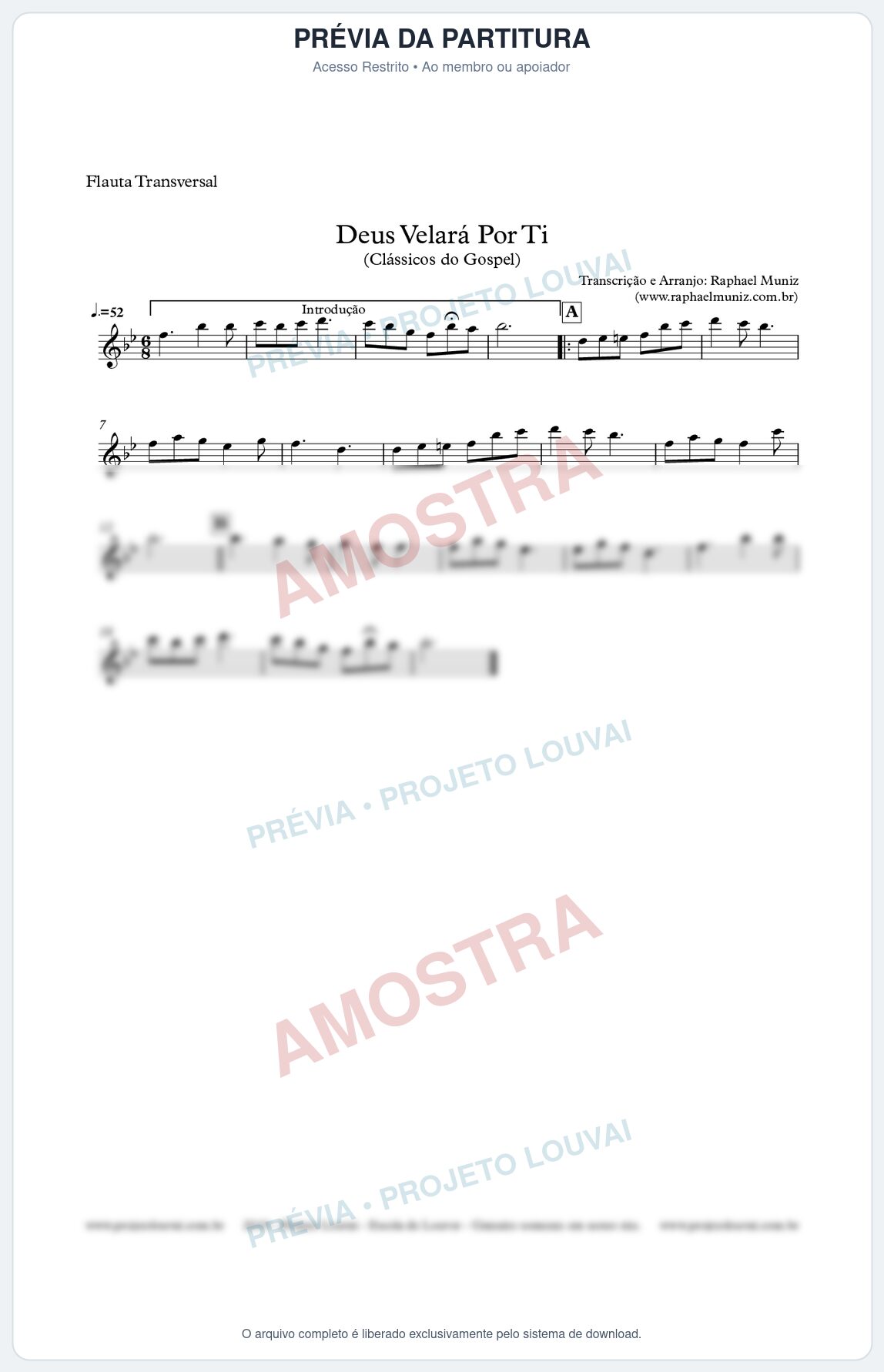 Prévia protegida da primeira página da partitura Partitura para Flauta Transversal - Deus Velará Por Ti - Harpa Cristã nº4 - Clássicos do Gospel