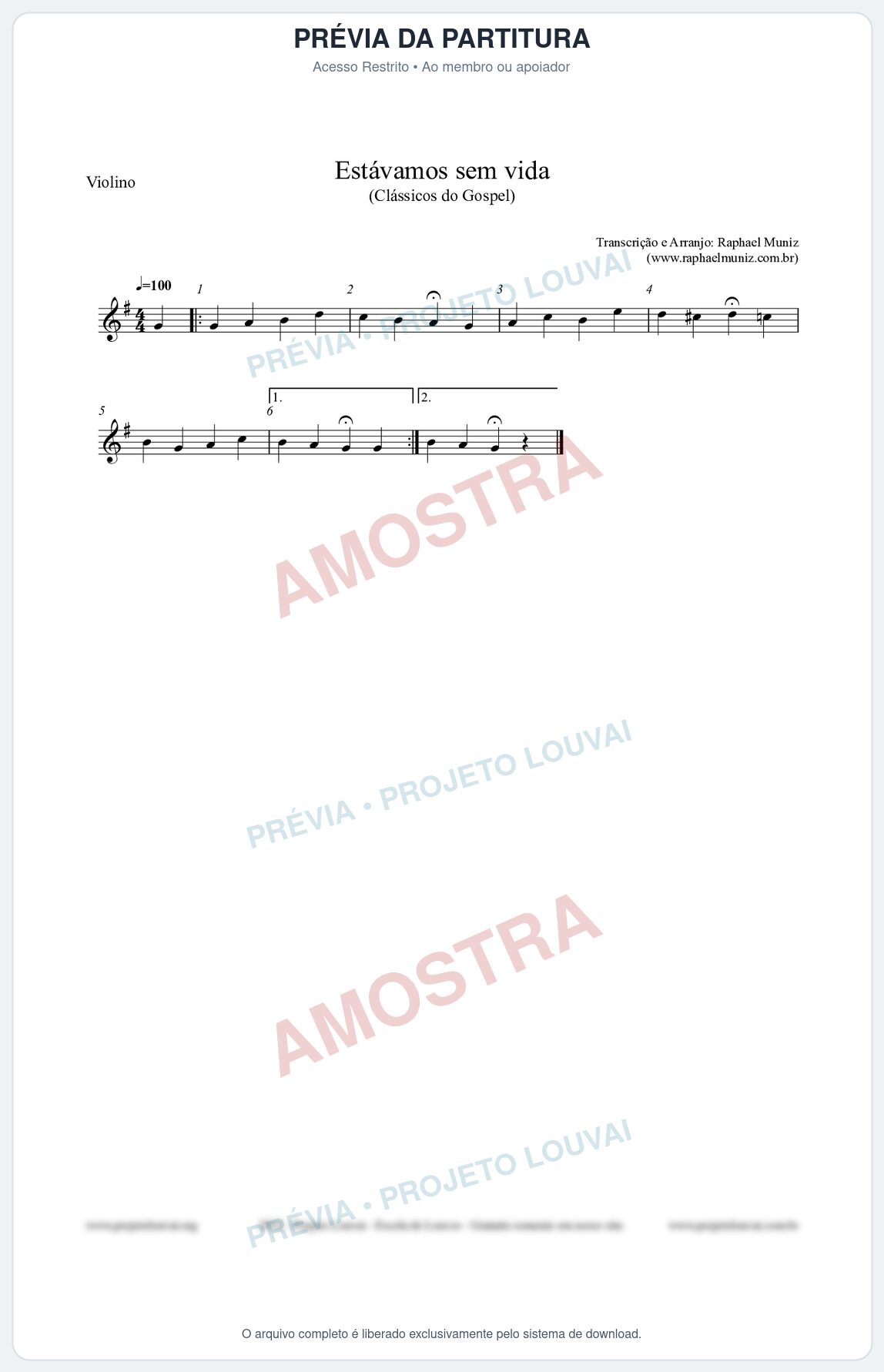 Prévia protegida da primeira página da partitura Partitura para Violino - Estávamos sem vida - Die Melodien nº24 - Clássicos do Gospel