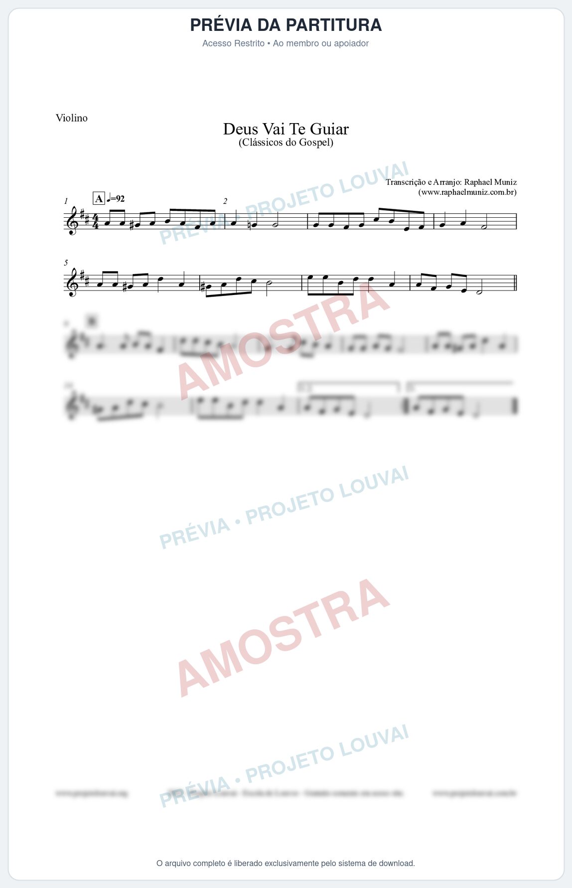 Prévia protegida da primeira página da partitura Partitura para Violino - Deus Vai Te Guiar - Harpa Cristã nº28 - Clássicos do Gospel