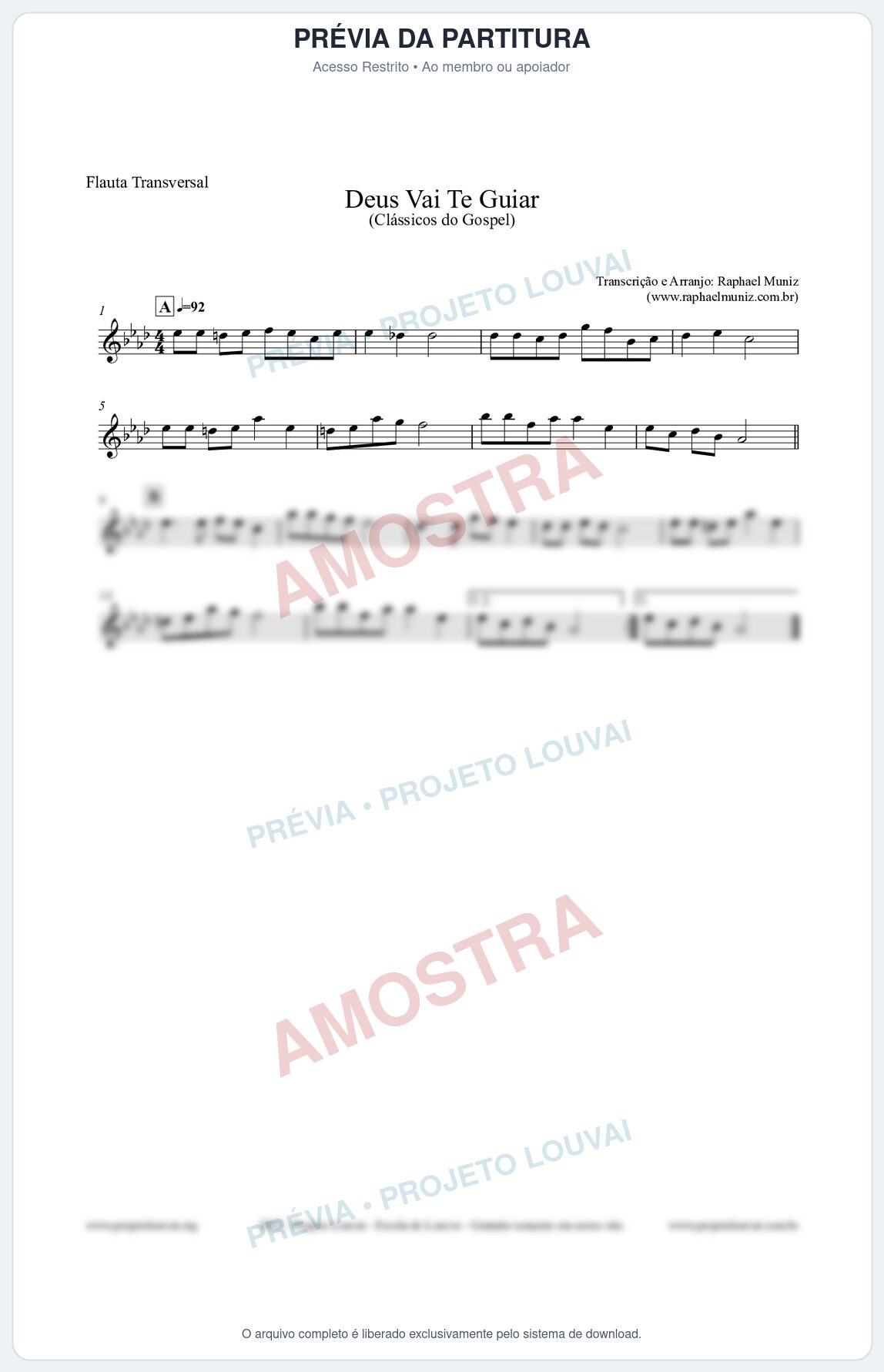 Prévia protegida da primeira página da partitura Partitura para Flauta Transversal - Deus Vai Te Guiar - Harpa Cristã nº28 - Clássicos do Gospel
