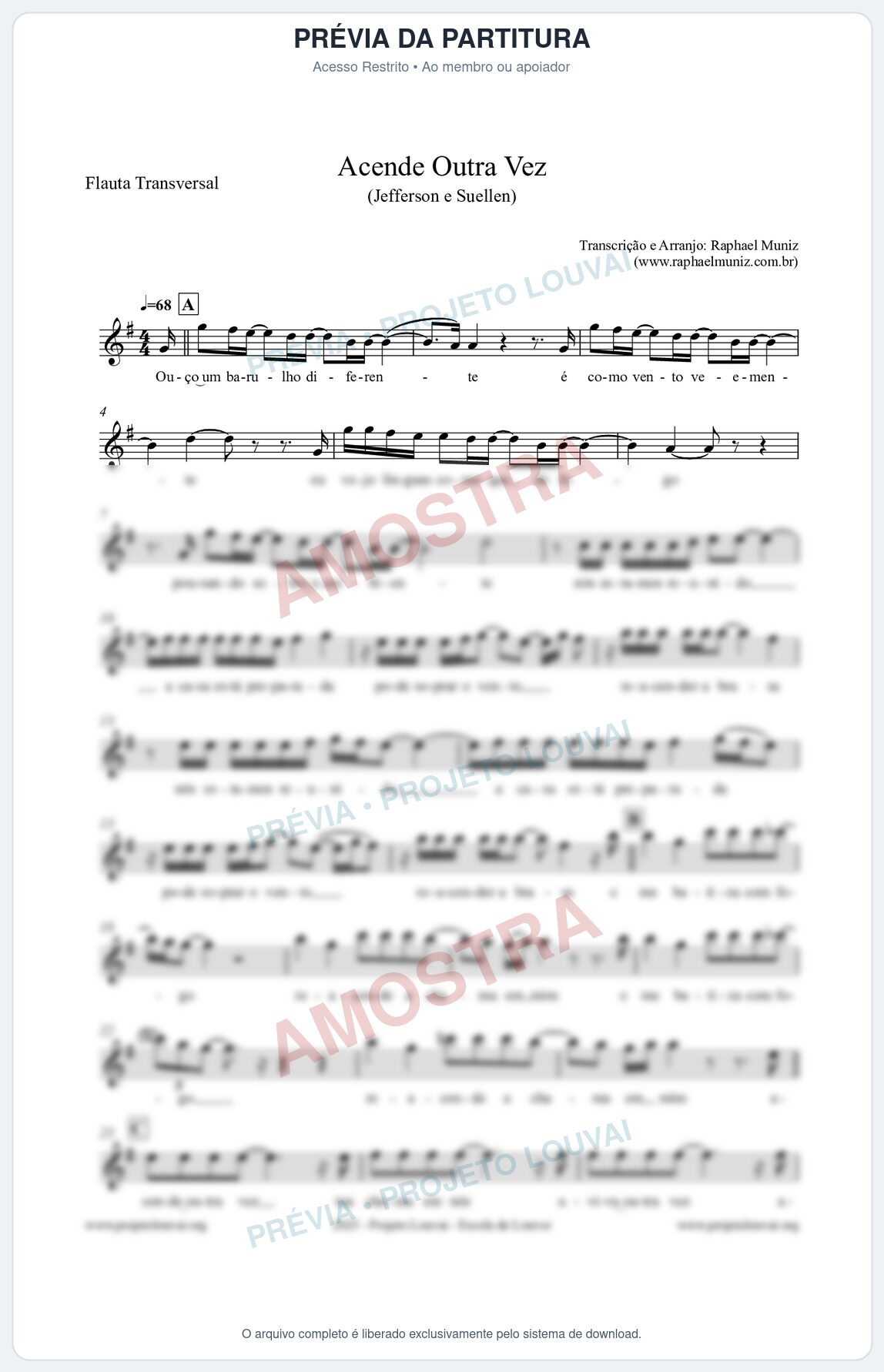 Prévia protegida da primeira página da partitura Partitura para Flauta Transversal - Acende Outra Vez - Jefferson e Suellen