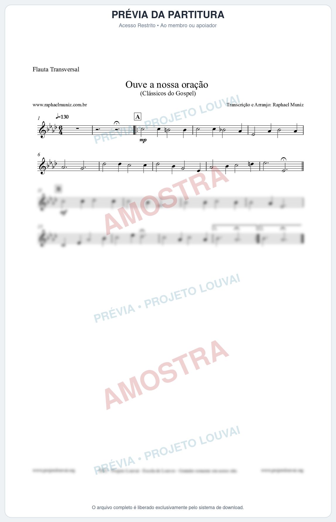 Prévia protegida da primeira página da partitura Partitura para Flauta Transversal - Ouve a nossa oração - CCB nº4 - Hinos da CCB