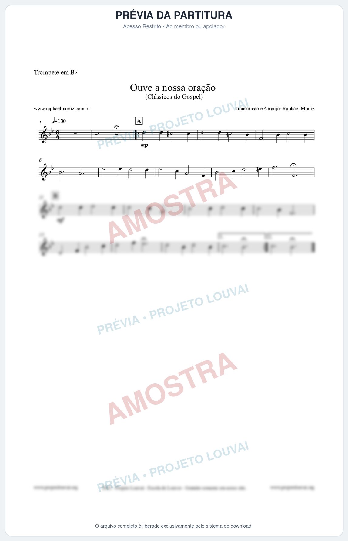 Prévia protegida da primeira página da partitura Partitura para Trompete em Bb - Ouve a nossa oração - CCB nº4 - Hinos da CCB