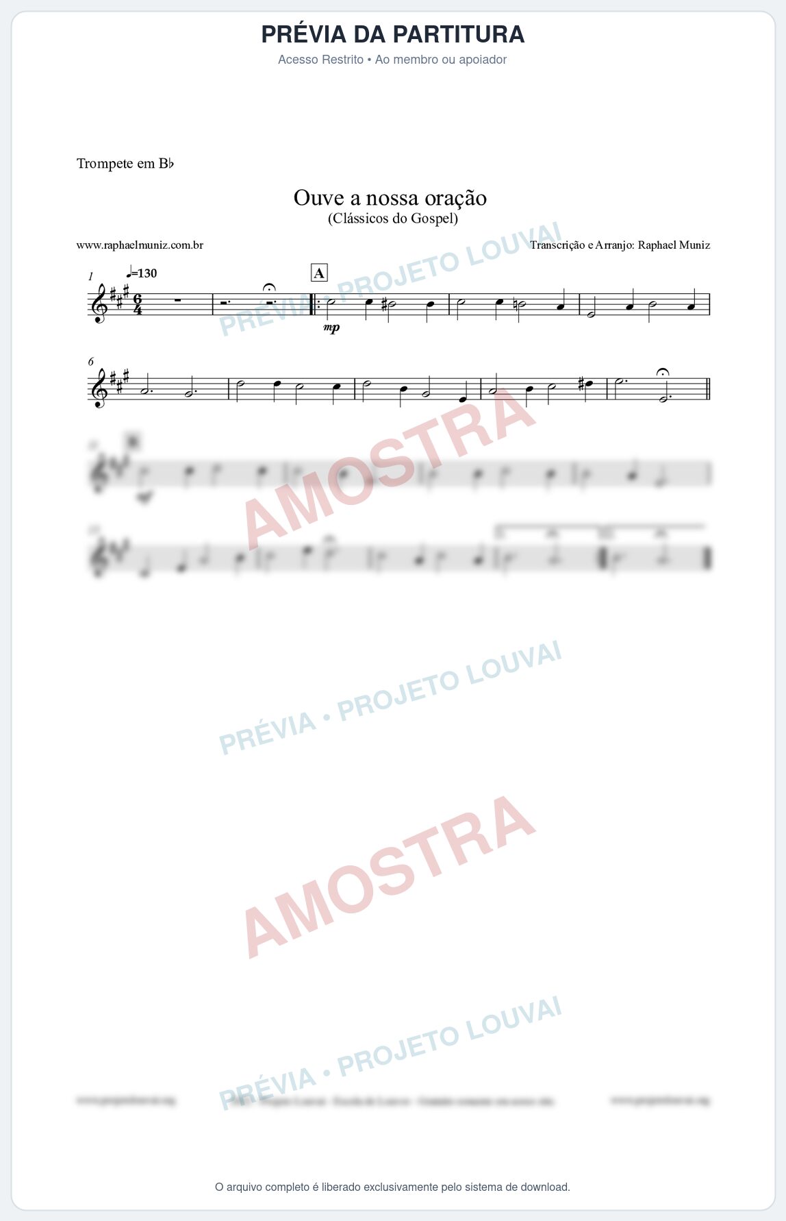 Prévia protegida da primeira página da partitura Partitura para Trompete em Bb - Ouve a nossa oração - CCB nº4 - Hinos da CCB
