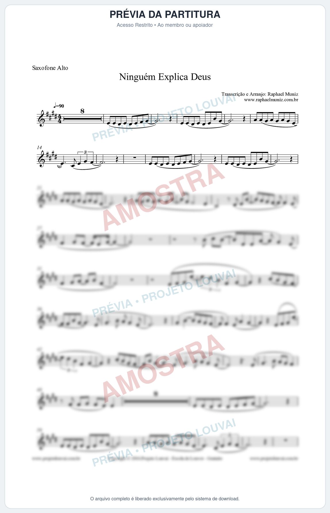 Prévia protegida da primeira página da partitura Partitura para Saxofone Alto - Ninguém Explica Deus - Preto no Branco