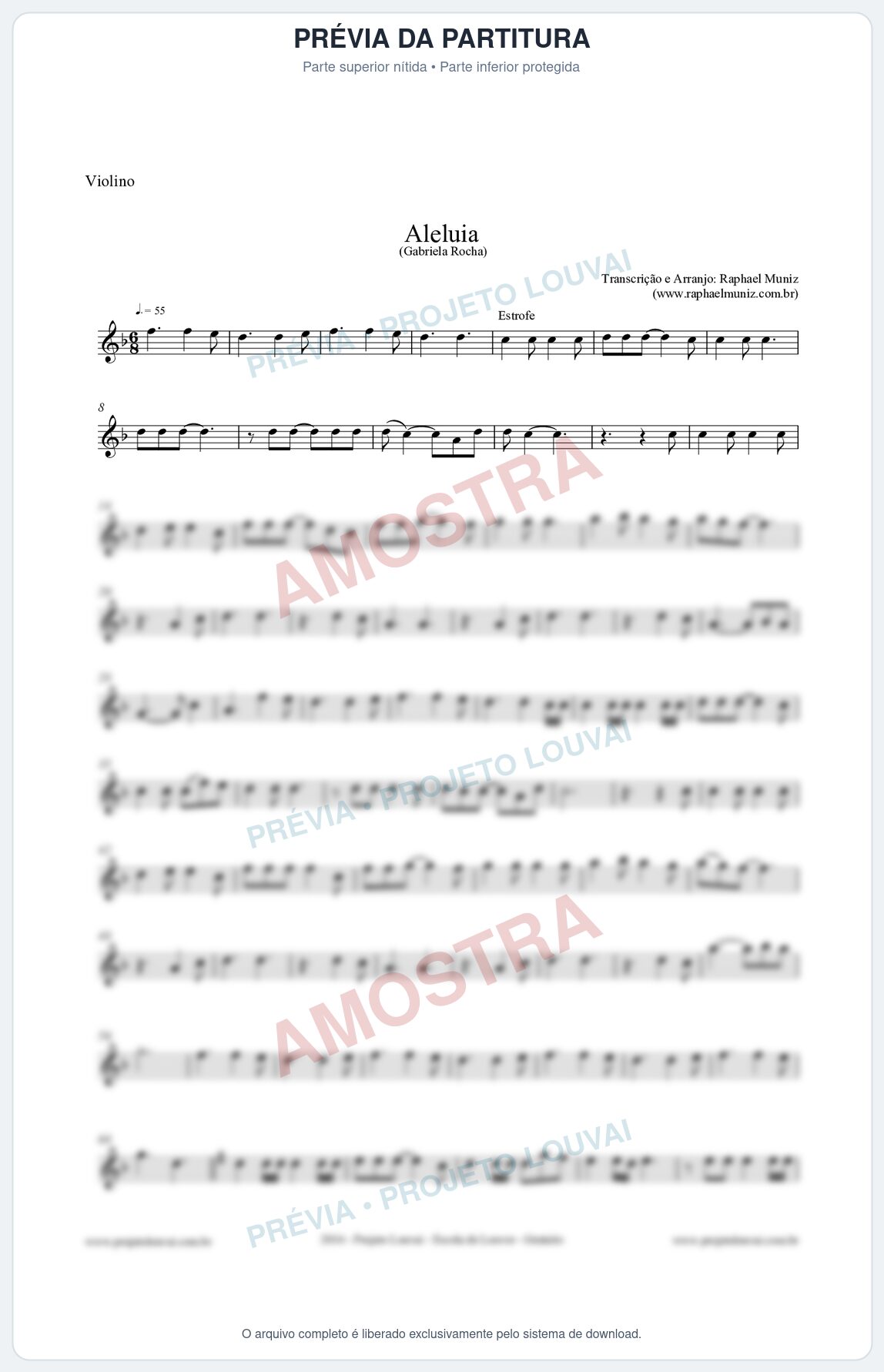 Prévia protegida da primeira página da partitura Partitura para Violino - Aleluia (Hallelujah) - Gabriela Rocha