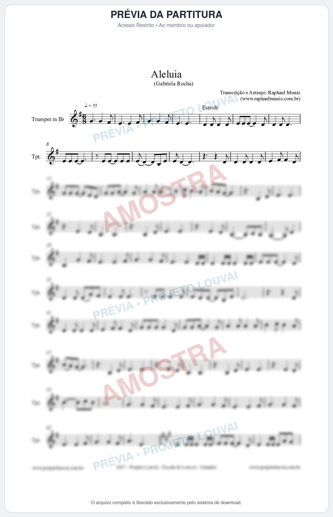 Prévia protegida da primeira página da partitura Partitura para Trompete - Aleluia (Hallelujah) - Gabriela Rocha