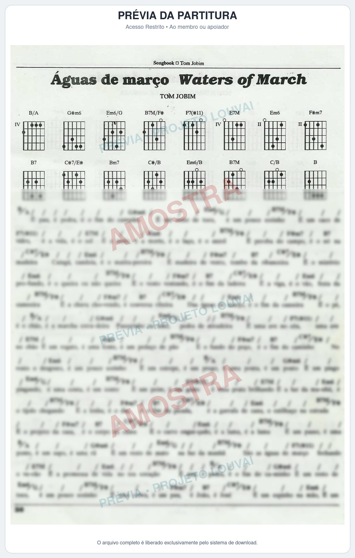 Prévia protegida da primeira página da partitura Partitura para Saxofone Tenor - Águas de Março - Tom Jobim