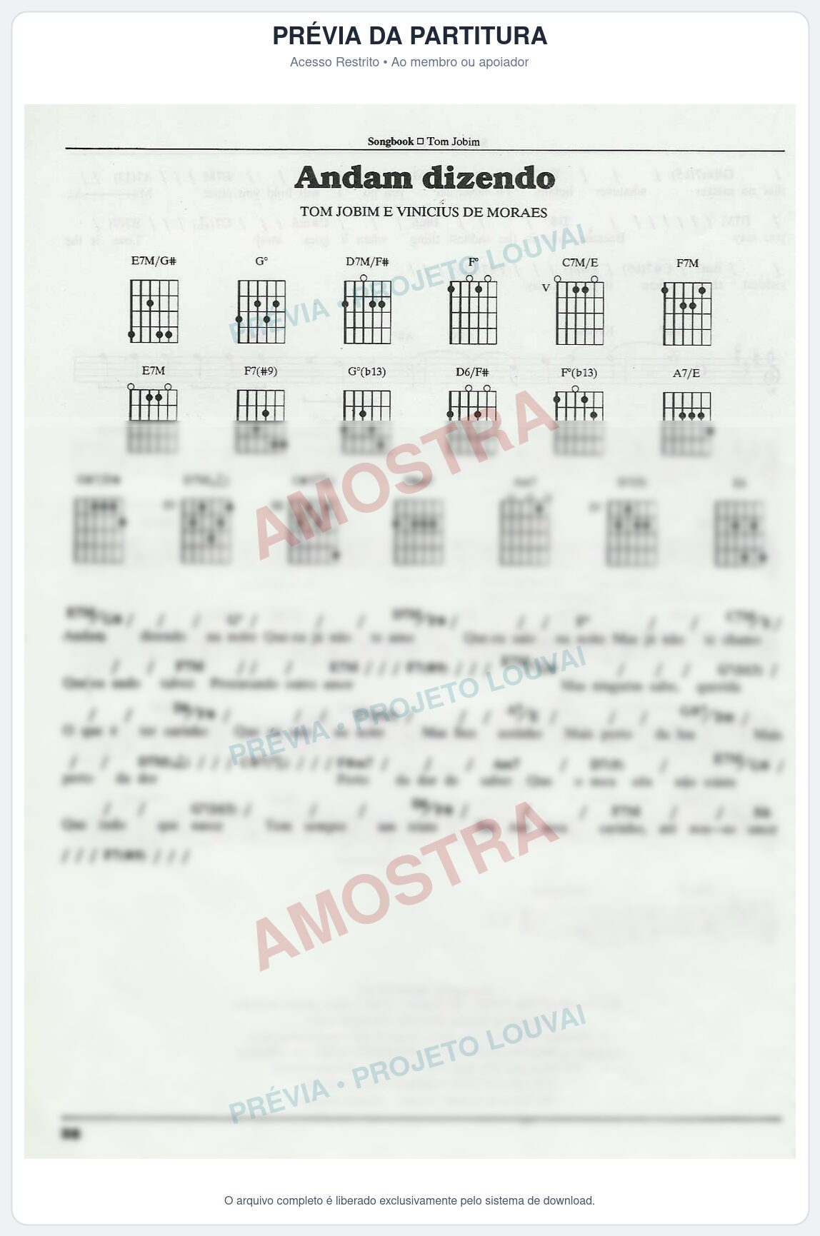 Prévia protegida da primeira página da partitura Partitura para Violino - Andam Dizendo - Tom Jobim
