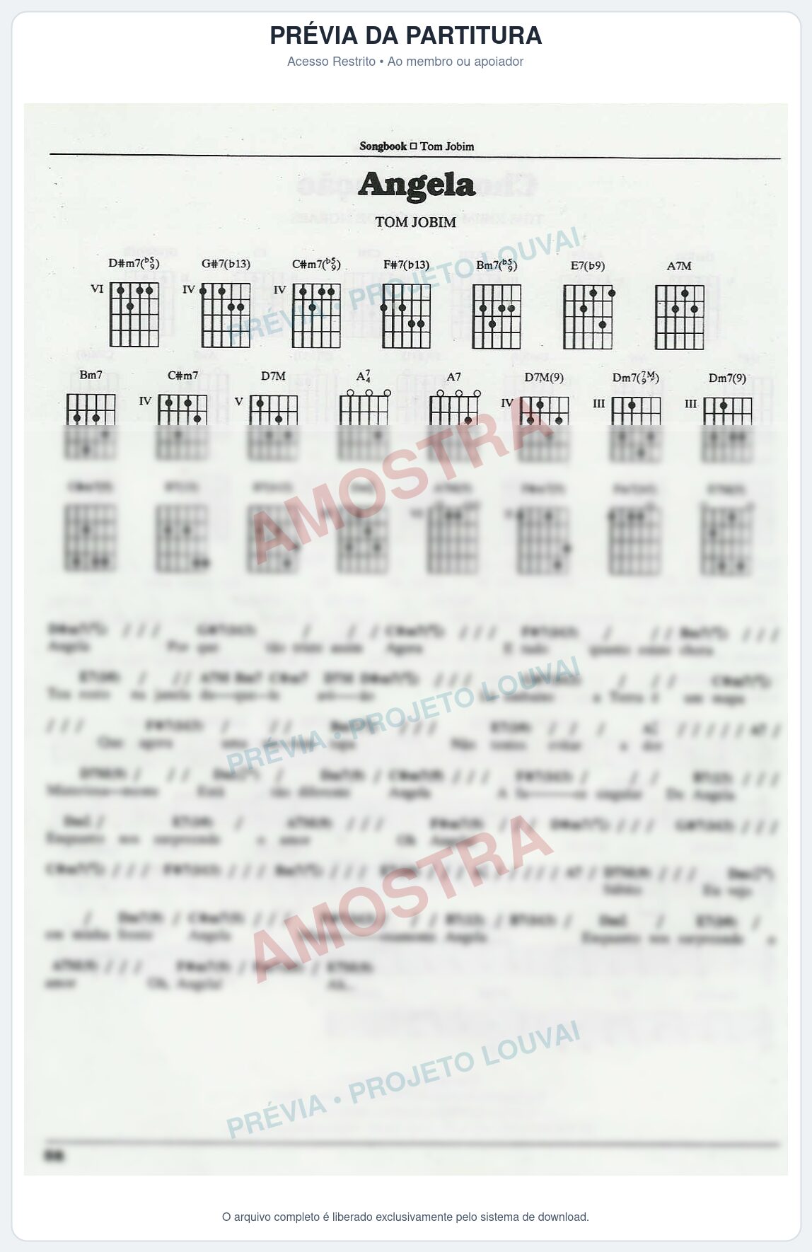 Prévia protegida da primeira página da partitura Partitura para Violino - Angela - Tom Jobim