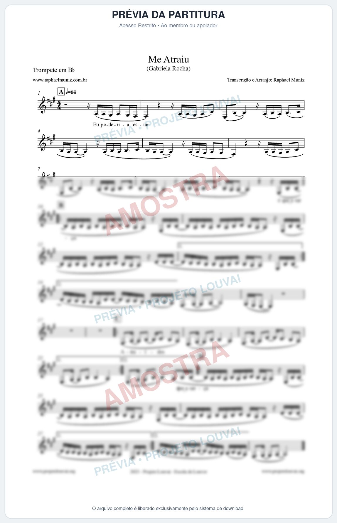 Prévia protegida da primeira página da partitura Partitura para Trompete em Bb - Me Atraiu - Gabriela Rocha