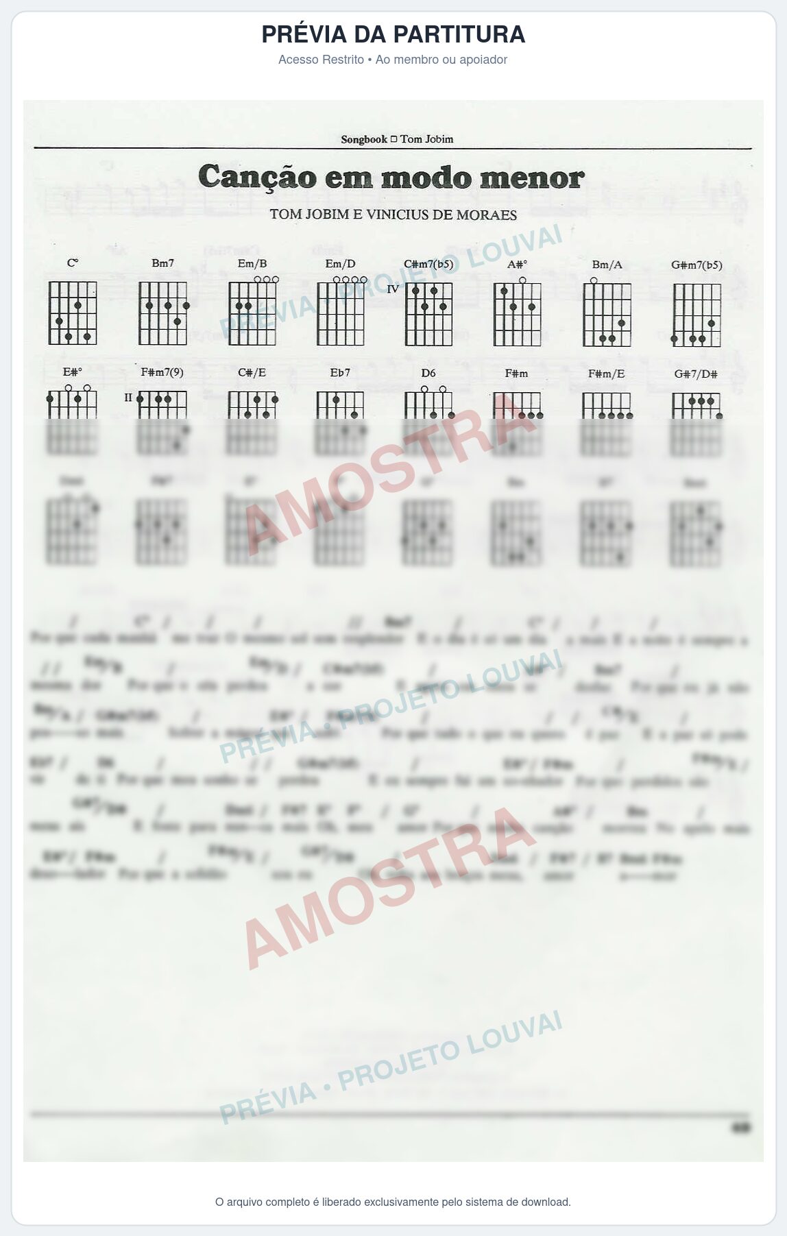 Prévia protegida da primeira página da partitura Partitura para Flauta Transversal - Canção em modo menor - Tom Jobim
