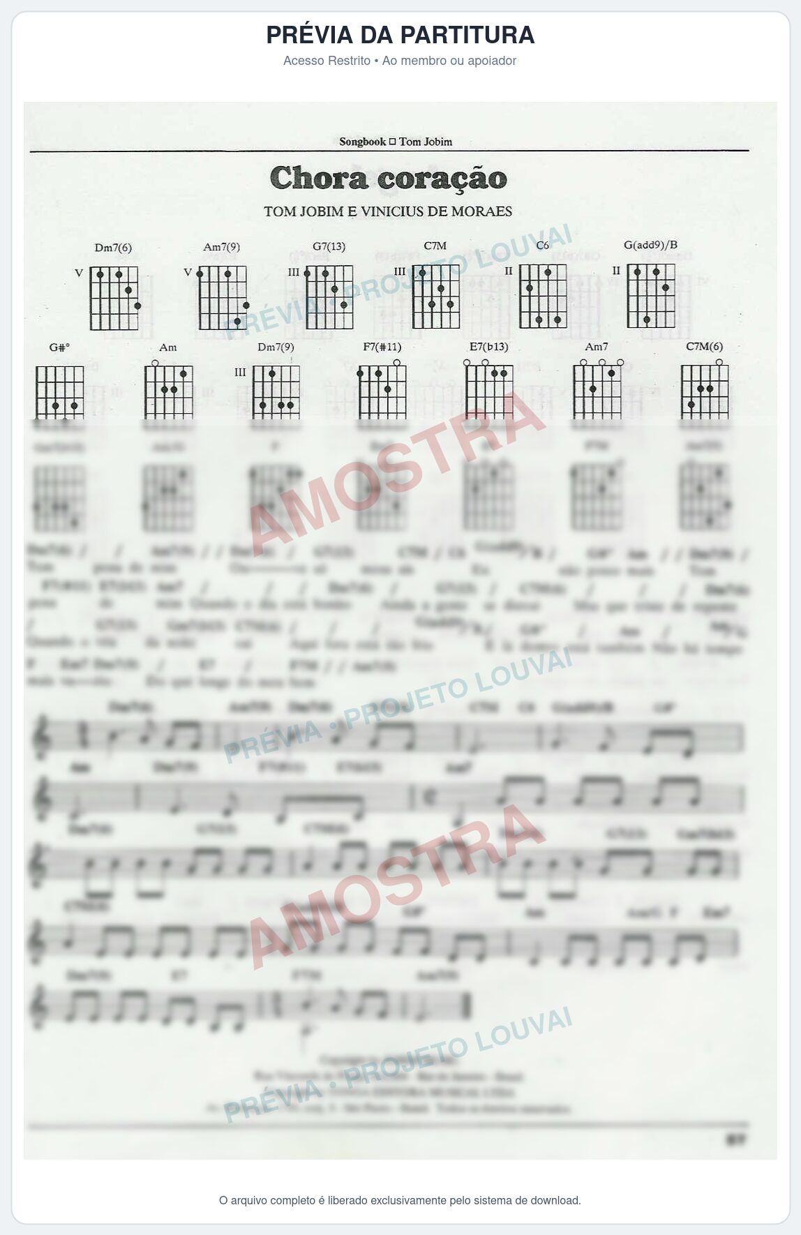 Prévia protegida da primeira página da partitura Partitura para Saxofone Tenor - Chora Coração - Tom Jobim