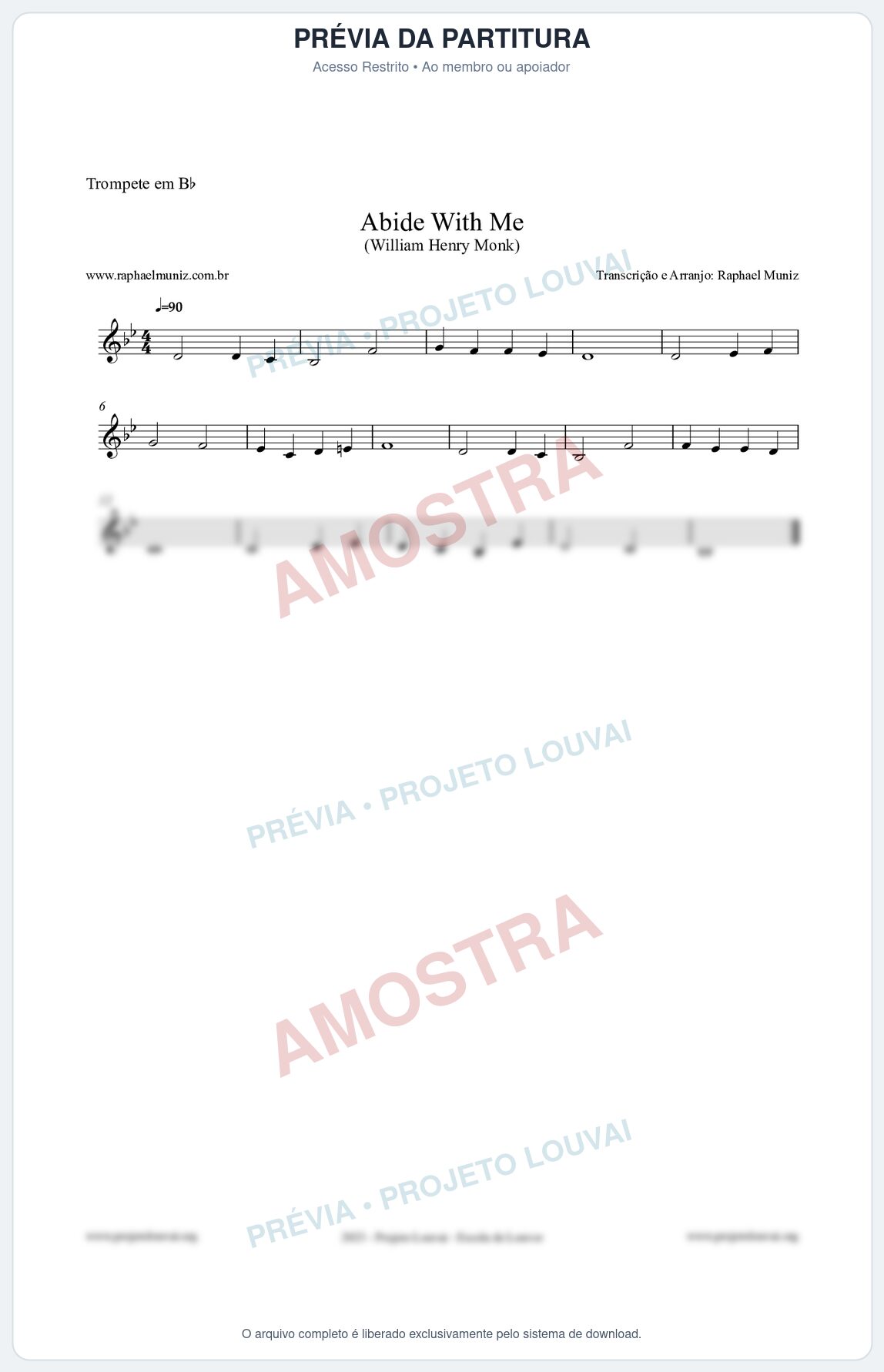 Prévia protegida da primeira página da partitura Partitura para Trompete em Bb - Abide With Me - William Henry Monk
