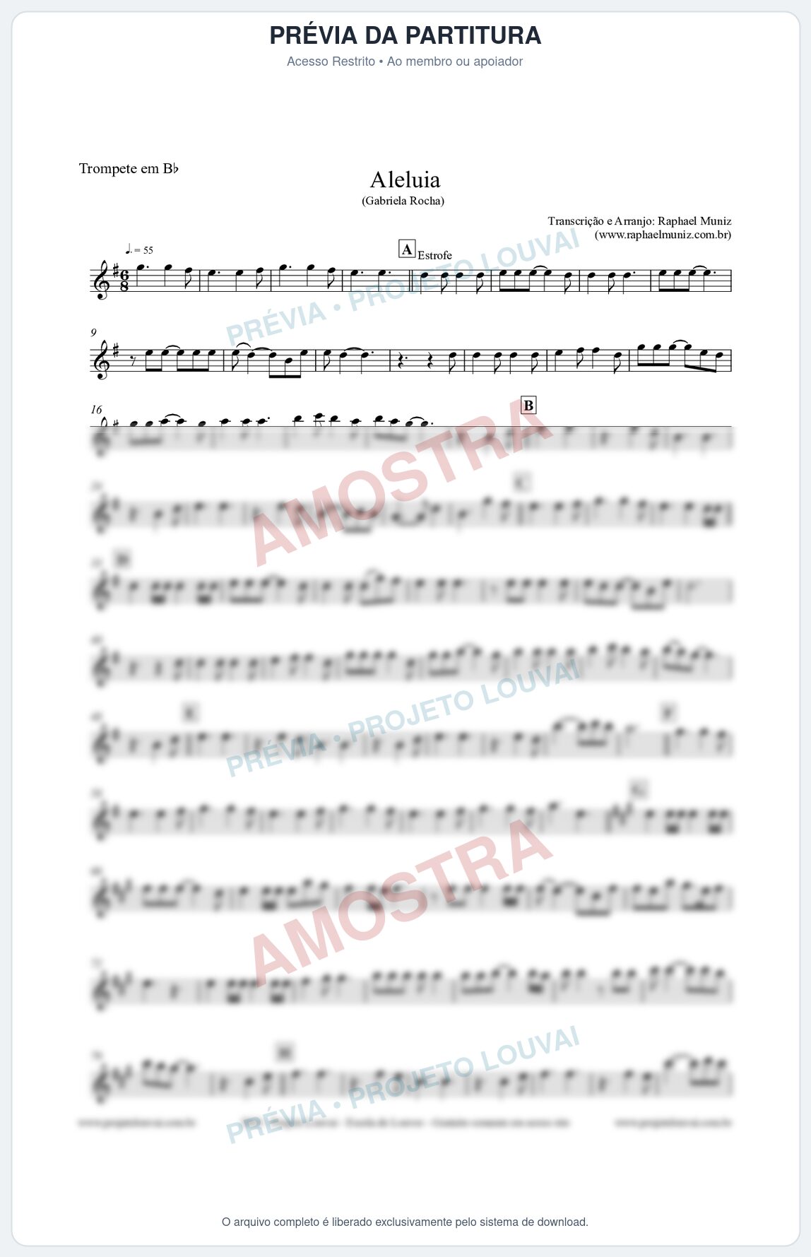 Prévia protegida da primeira página da partitura Partitura para Trompete - Aleluia (Hallelujah) - (Versão 2) - Gabriela Rocha