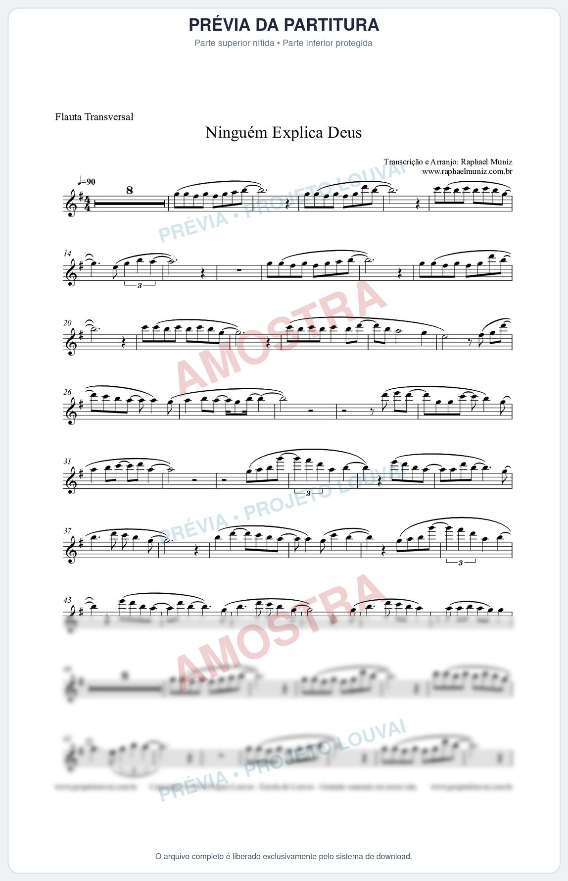 Prévia protegida da primeira página da partitura Partitura para Flauta Transversal - Ninguém Explica Deus - Preto no Branco
