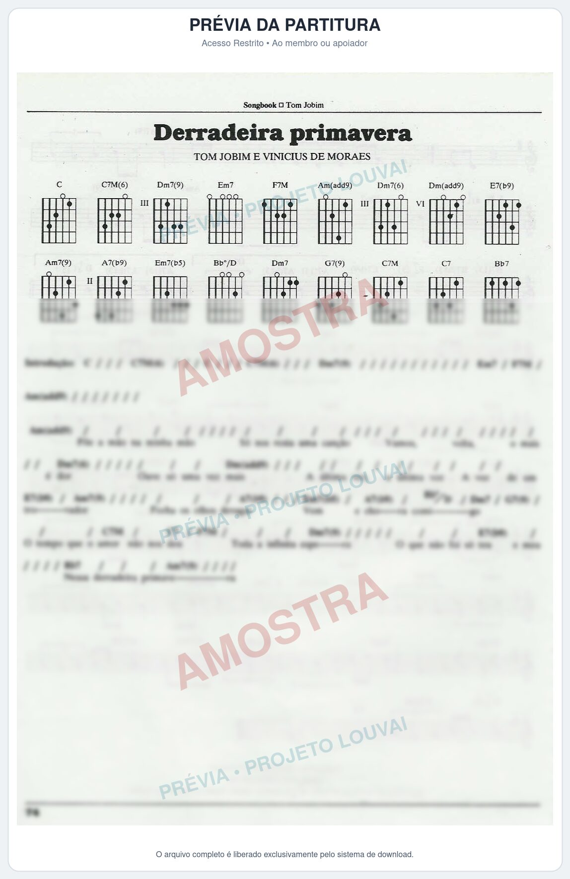 Prévia protegida da primeira página da partitura Partitura para Flauta Transversal - Derradeira Primavera - Tom Jobim
