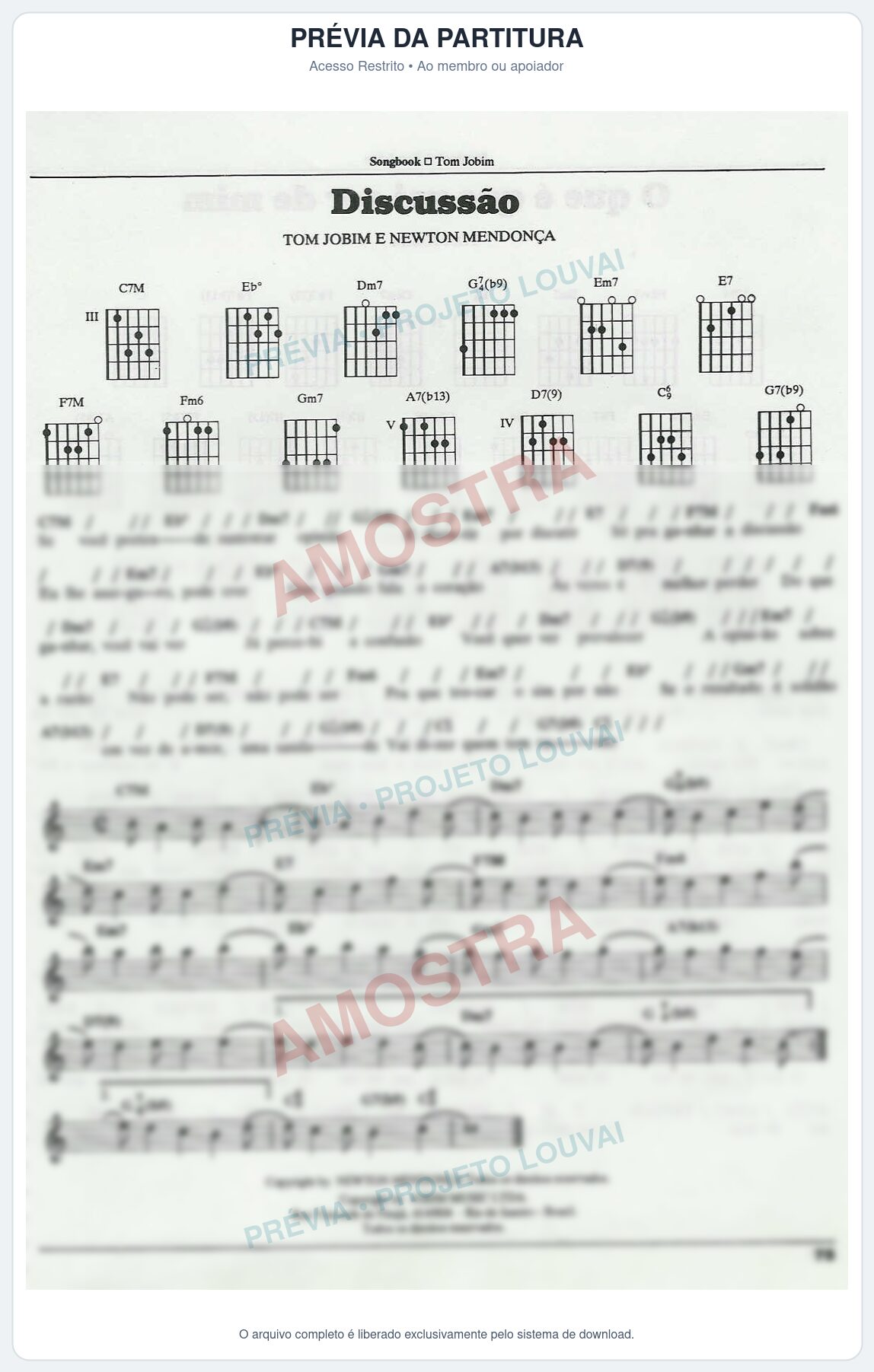 Prévia protegida da primeira página da partitura Partitura para Violino - Discussão - Tom Jobim