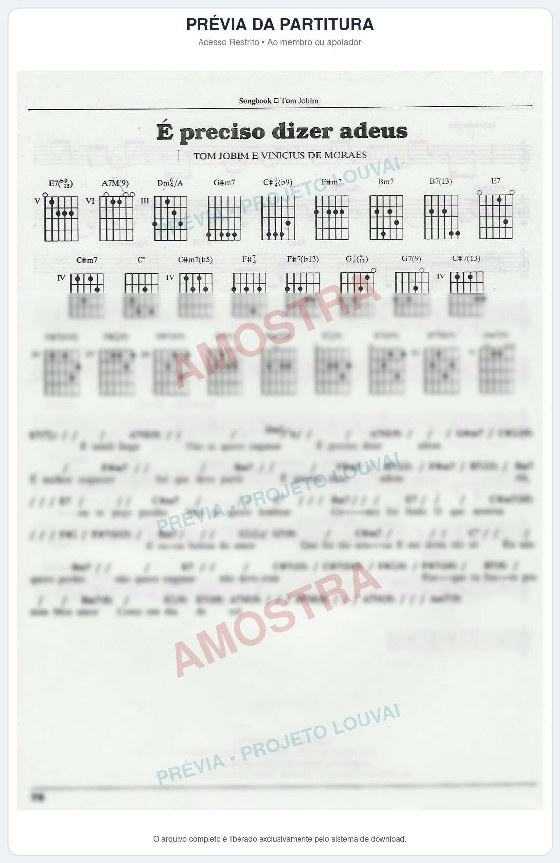 Prévia protegida da primeira página da partitura Partitura para Flauta Transversal - É preciso dizer adeus - Tom Jobim