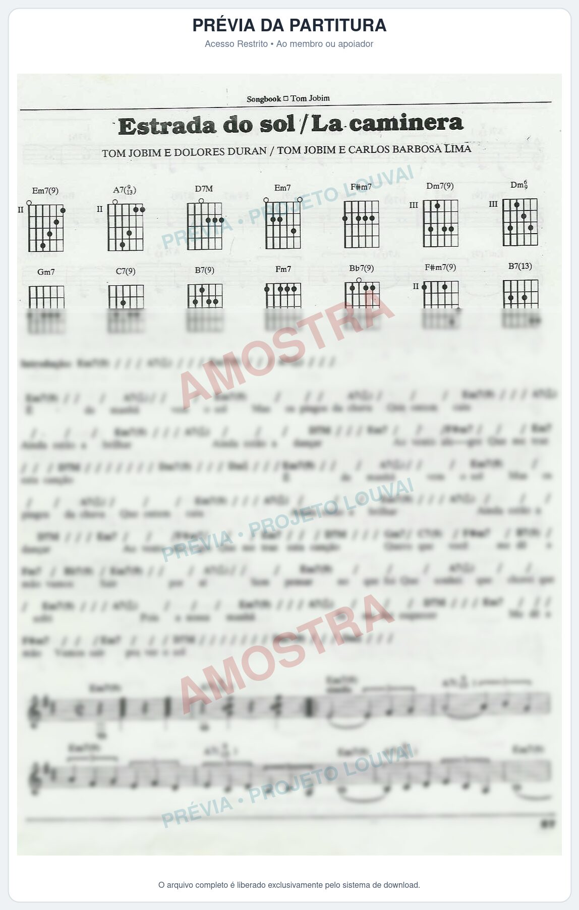 Prévia protegida da primeira página da partitura Partitura para Flauta Transversal - Estrada do Sol - Lacaminera - Tom Jobim