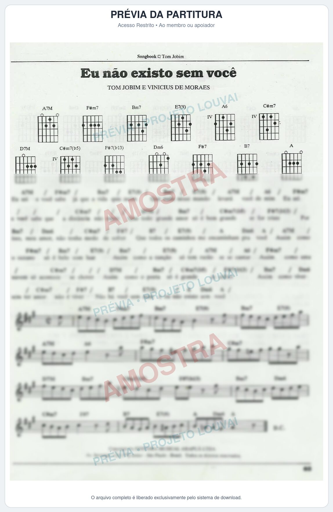 Prévia protegida da primeira página da partitura Partitura para Saxofone Alto - Eu não existo sem você - Tom Jobim