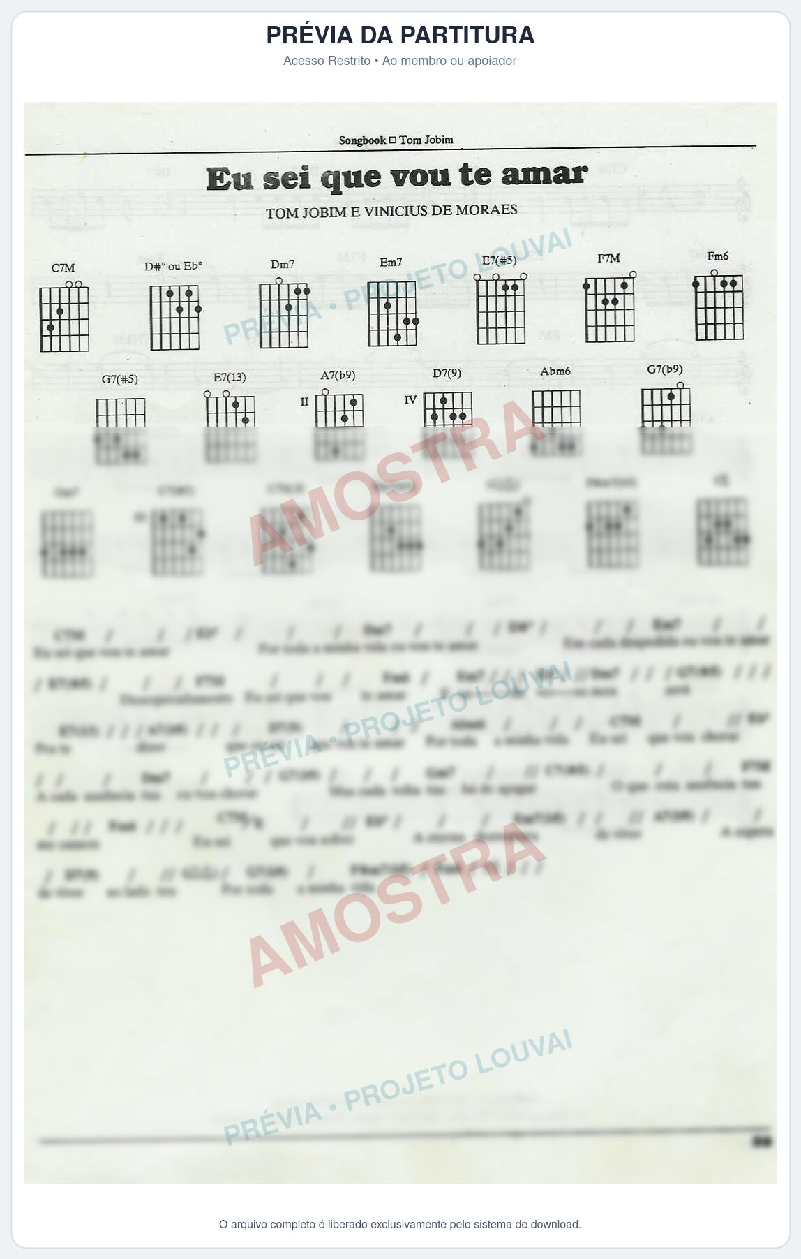 Prévia protegida da primeira página da partitura Partitura para Trompete em Bb - Eu sei que vou te amar - Tom Jobim
