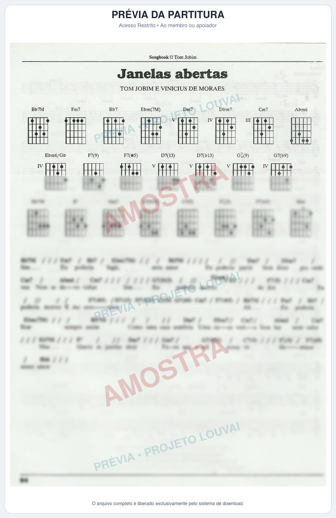 Prévia protegida da primeira página da partitura Partitura para Flauta Transversal - Janelas Abertas - Tom Jobim