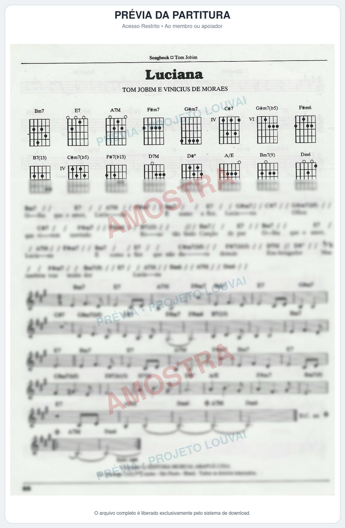 Prévia protegida da primeira página da partitura Partitura para Saxofone Alto - Luciana - Tom Jobim