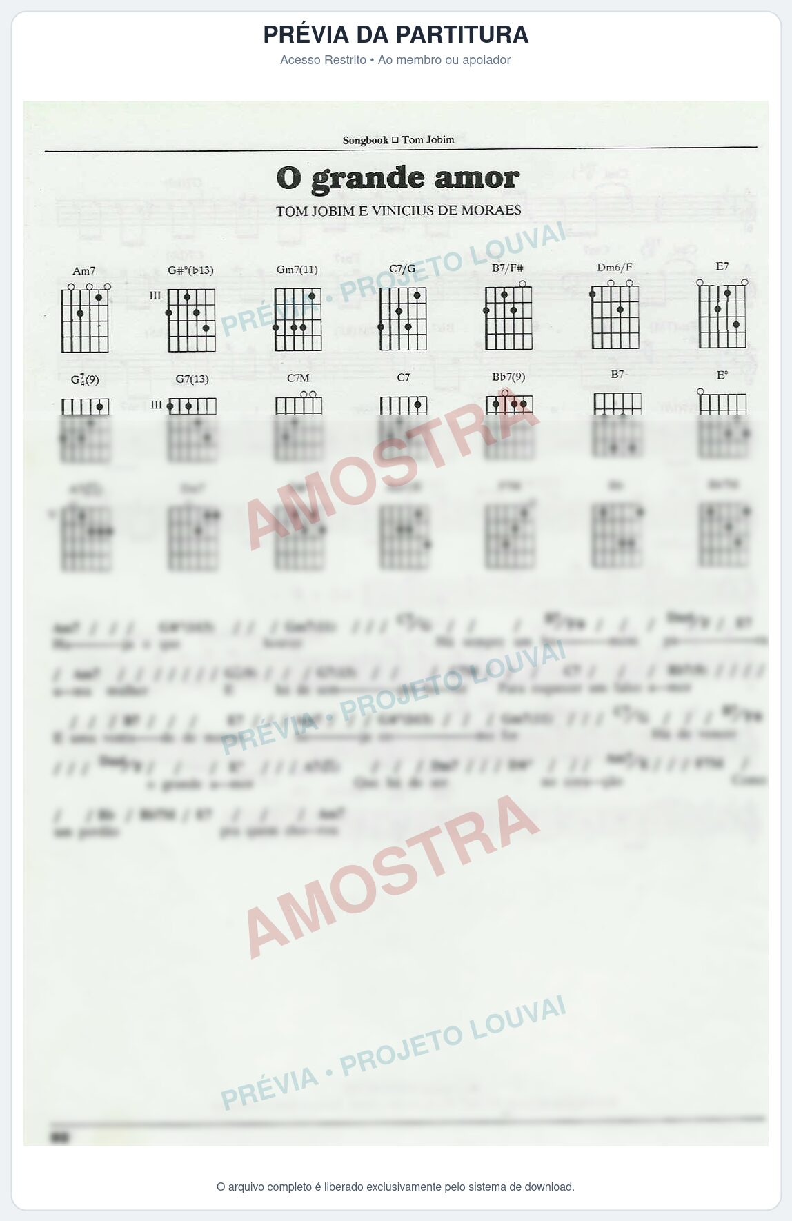 Prévia protegida da primeira página da partitura Partitura para Saxofone Alto - O grande amor - Tom Jobim