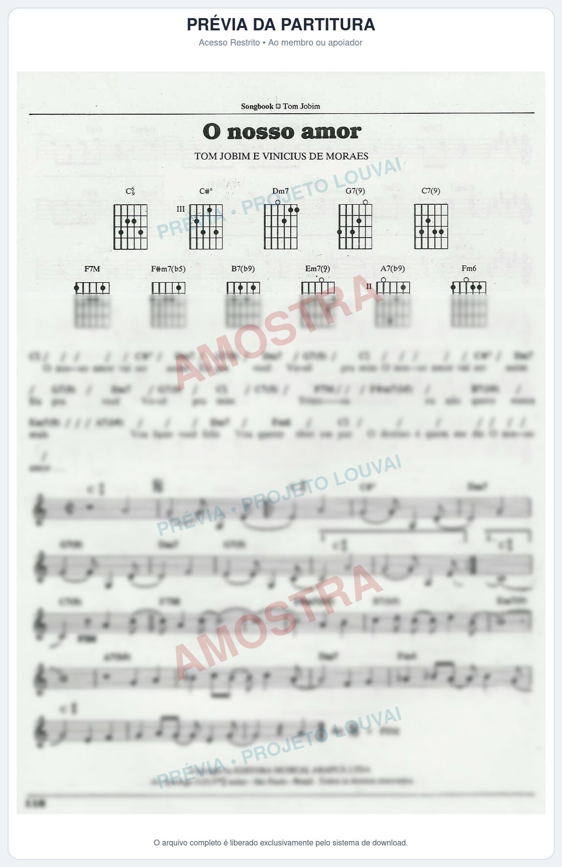 Prévia protegida da primeira página da partitura Partitura para Trompete em Bb - O nosso amor - Tom Jobim