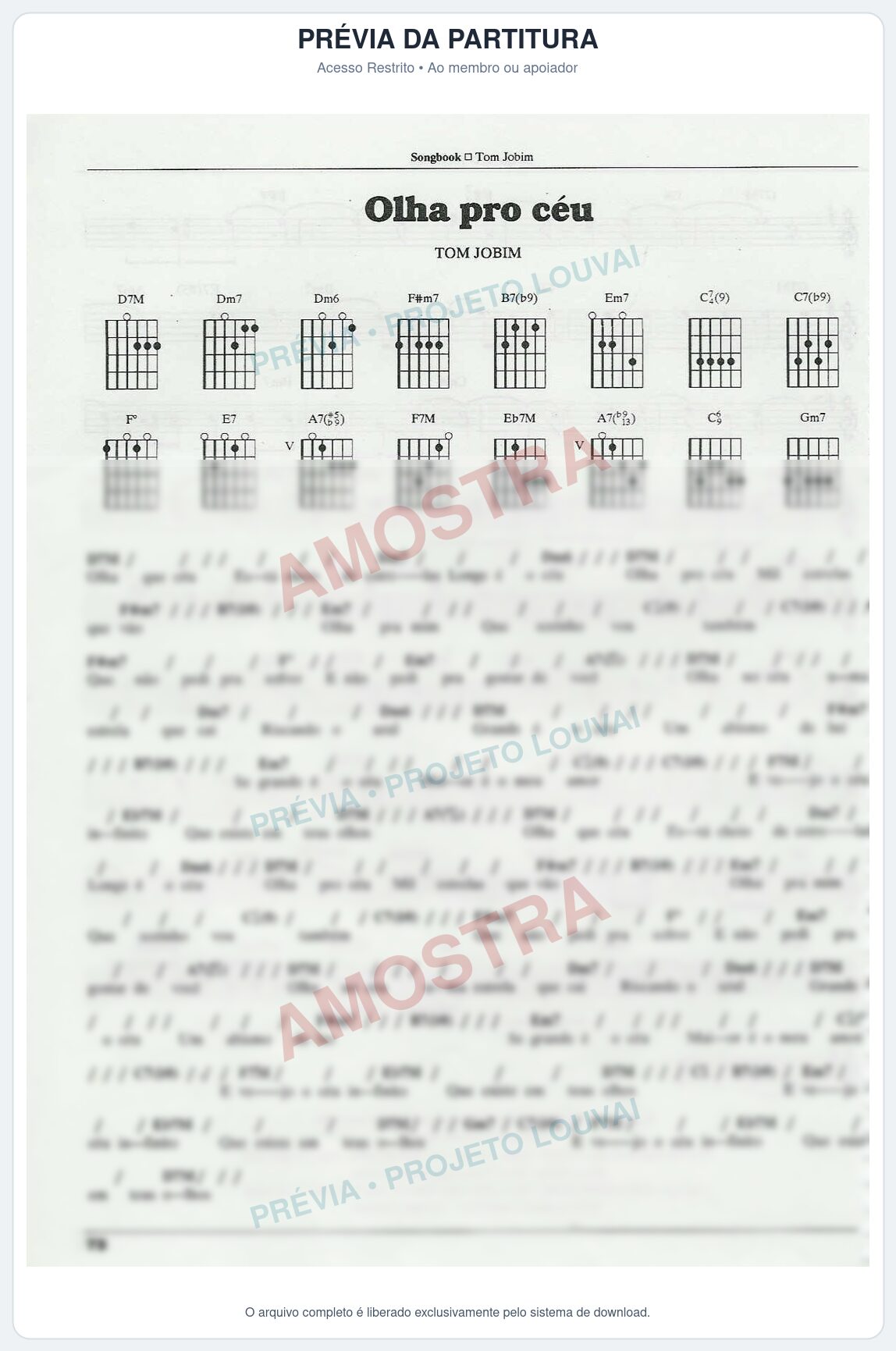 Prévia protegida da primeira página da partitura Partitura para Flauta Transversal - Olha pro céu - Tom Jobim