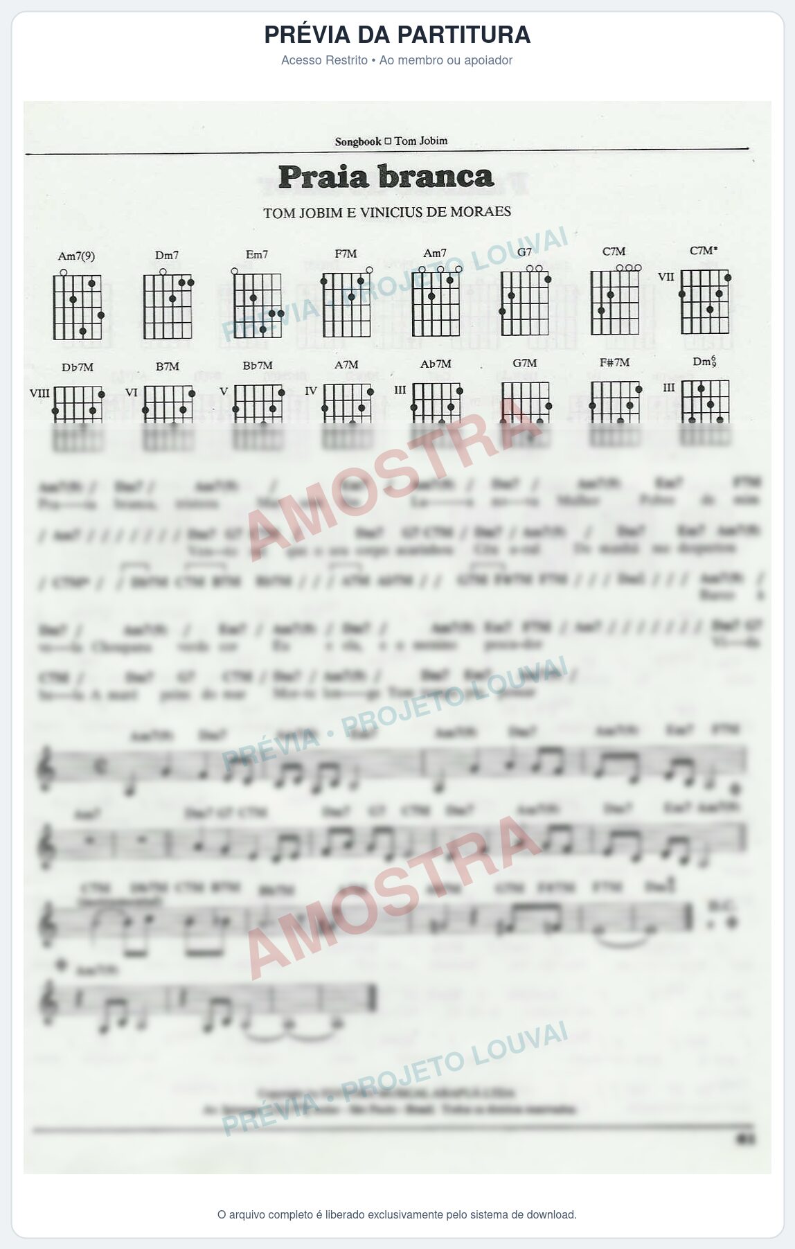 Prévia protegida da primeira página da partitura Partitura para Trompete em Bb - Praia branca - Tom Jobim