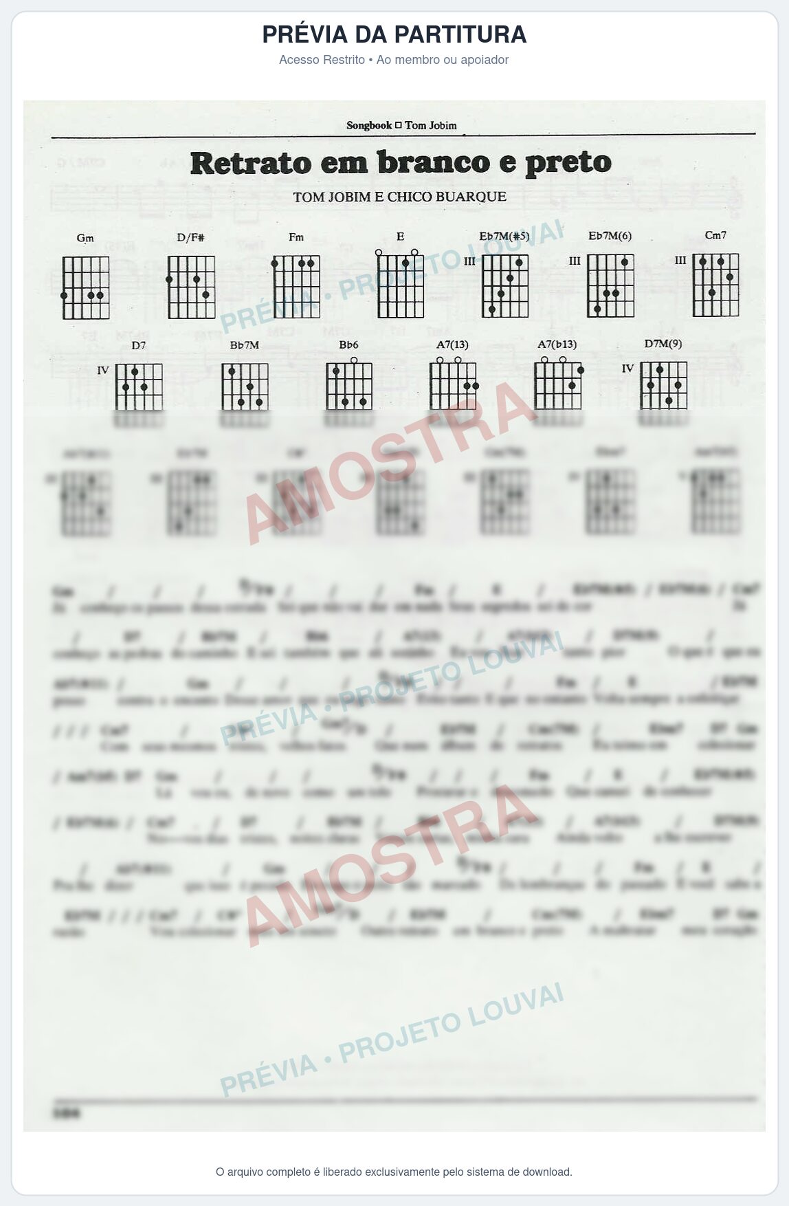 Prévia protegida da primeira página da partitura Partitura para Saxofone Tenor - Retrato em Preto e Branco - Tom Jobim