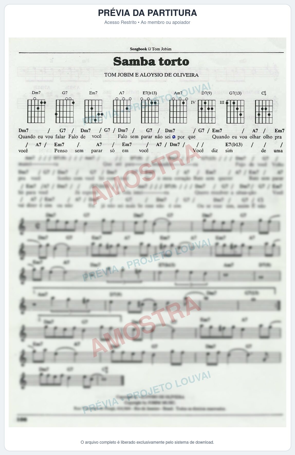 Prévia protegida da primeira página da partitura Partitura para Trompete em Bb - Samba torto - Tom Jobim