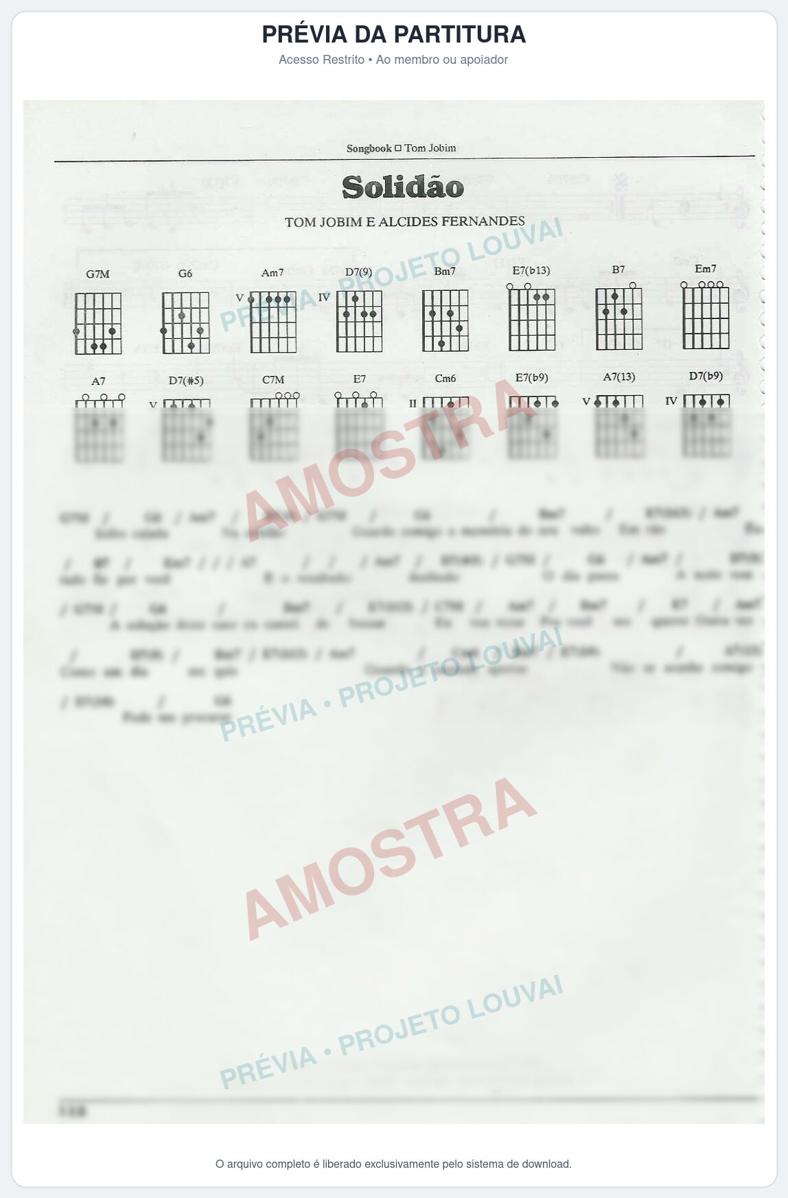 Prévia protegida da primeira página da partitura Partitura para Violino - Solidão - Tom Jobim