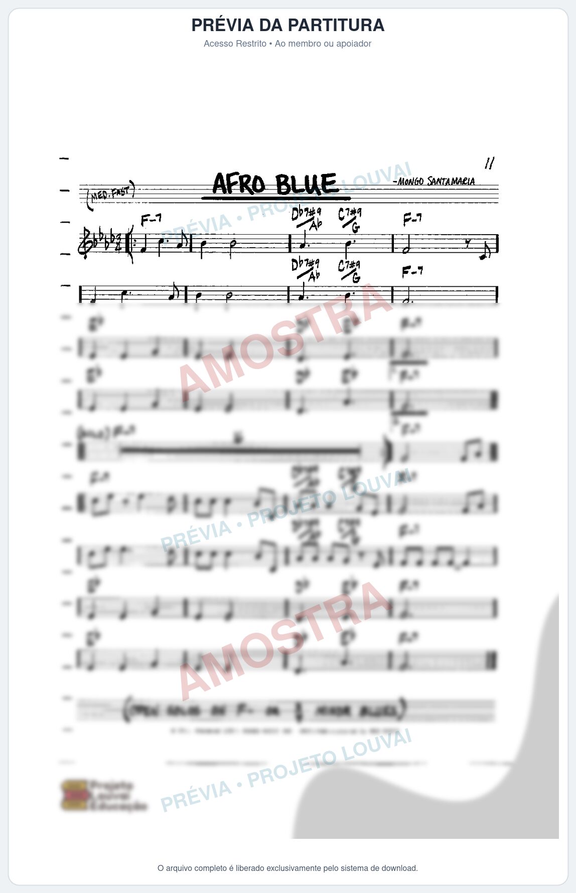 Prévia protegida da primeira página da partitura Partitura para Violino - Afro Blue - Real Book de Jazz