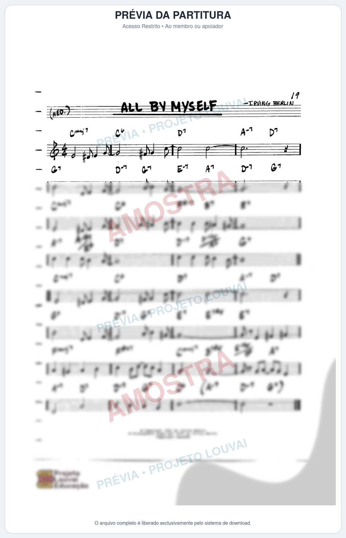 Prévia protegida da primeira página da partitura Partitura para Trompete em Bb - All By Myself - Real Book de Jazz