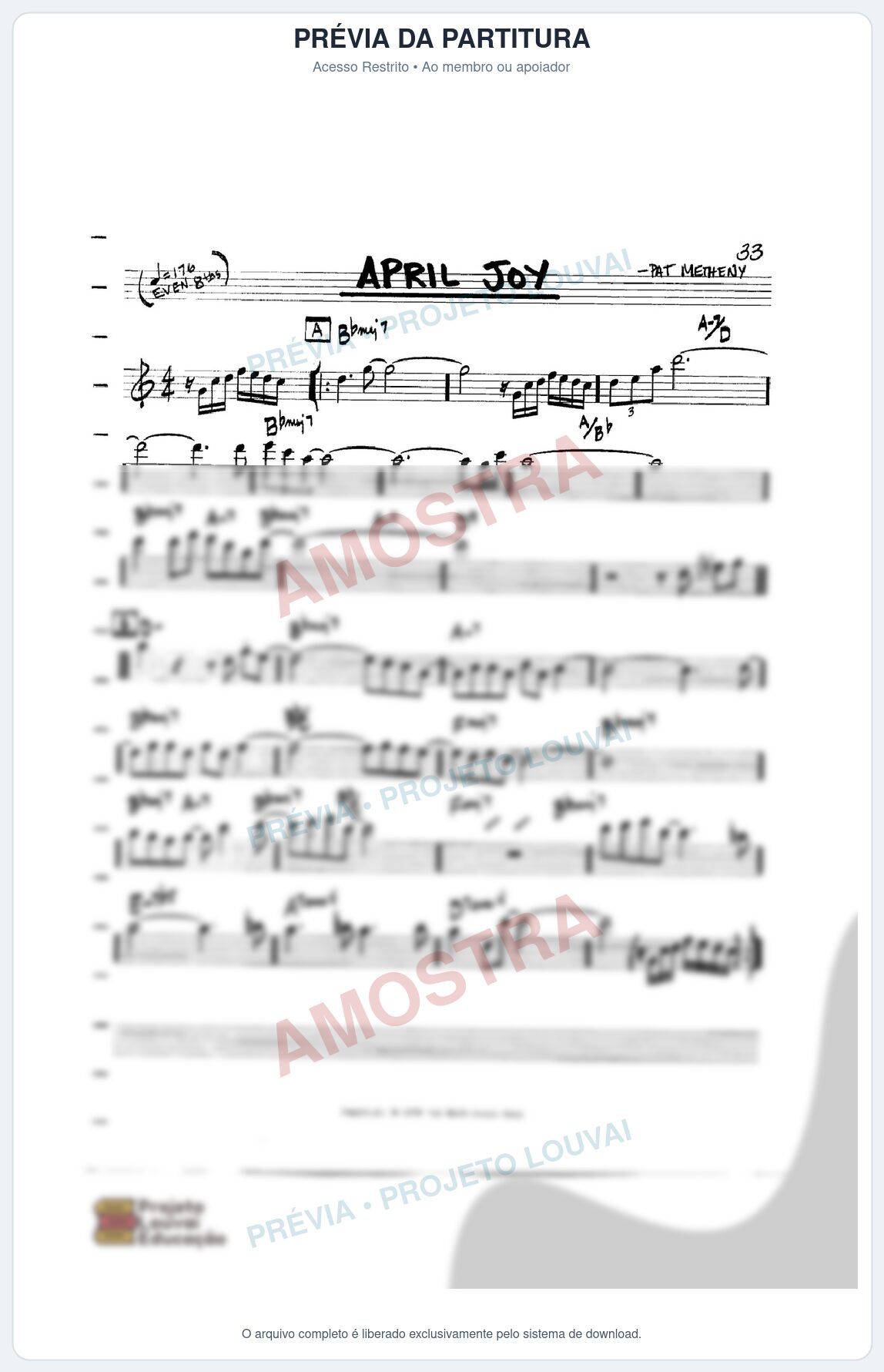 Prévia protegida da primeira página da partitura Partitura para Violino - April Joy - Real Book de Jazz