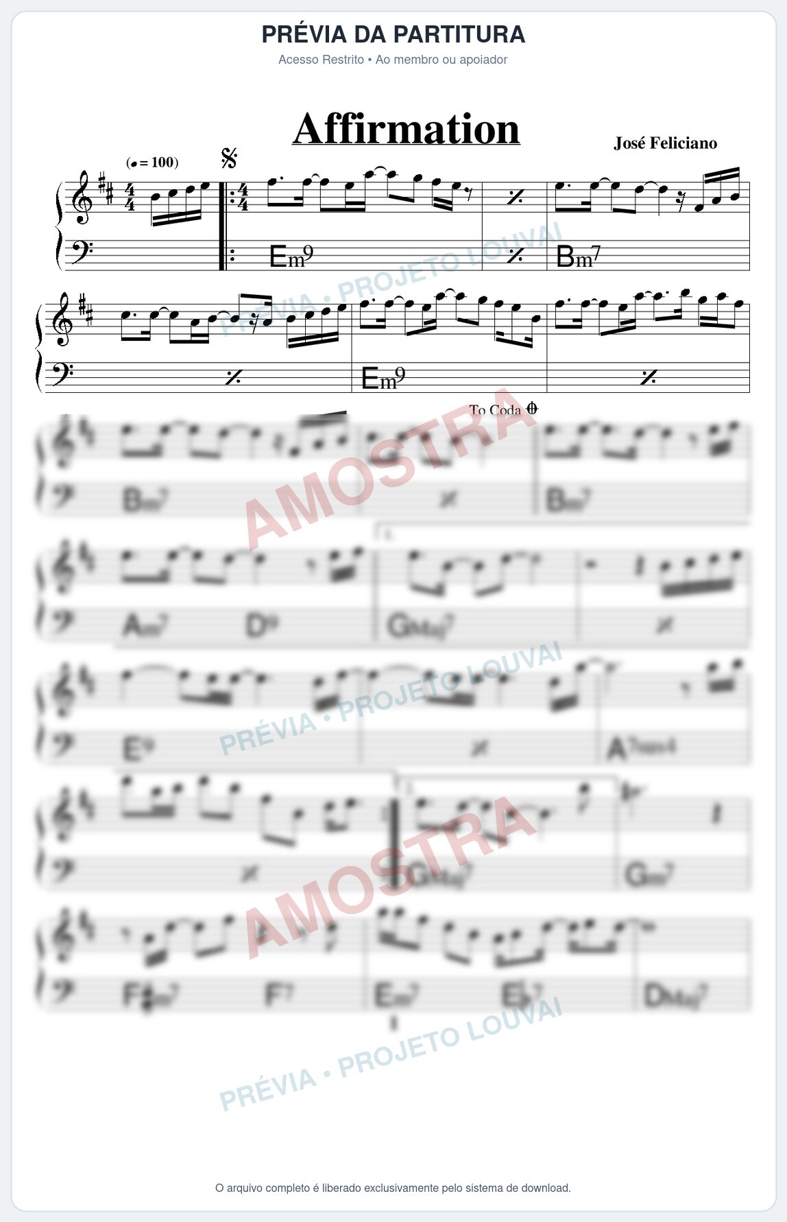Prévia protegida da primeira página da partitura Partitura para Flauta Transversal - Affirmation - Real Book de Jazz