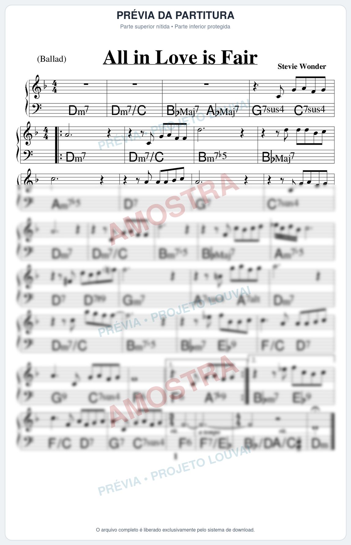 Prévia protegida da primeira página da partitura Partitura para Violino - All in Love is Fair - Real Book de Jazz