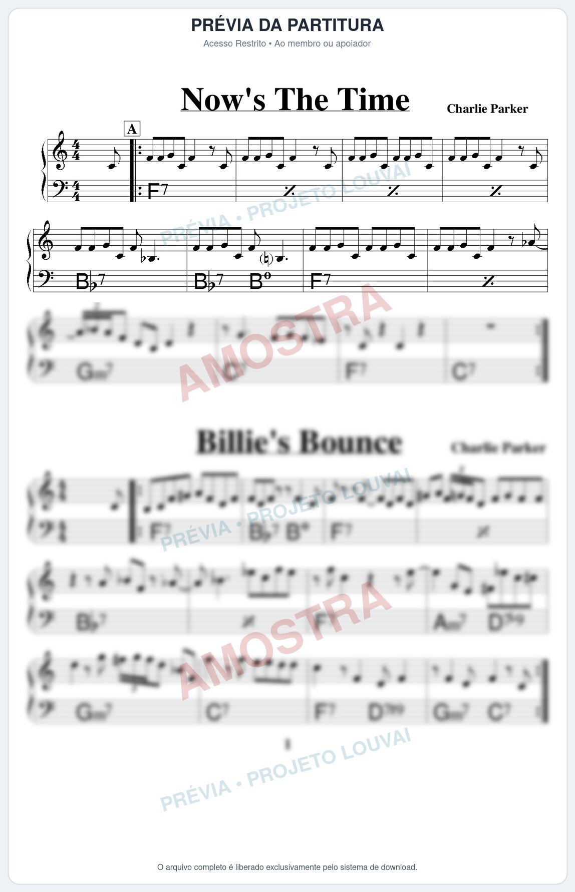Prévia protegida da primeira página da partitura Partitura para Saxofone Tenor - Billie s Bounce - Real Book de Jazz