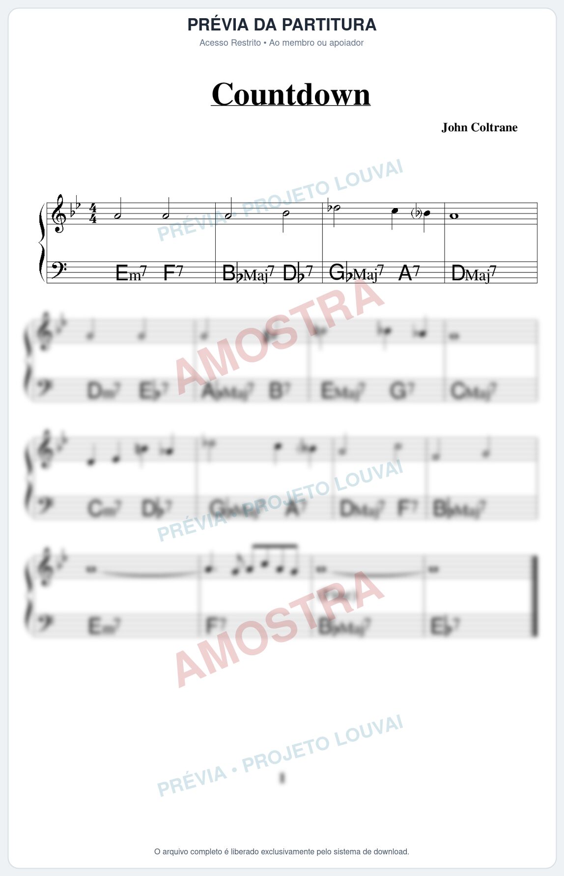 Prévia protegida da primeira página da partitura Partitura para Saxofone Alto - Countdown - Real Book de Jazz
