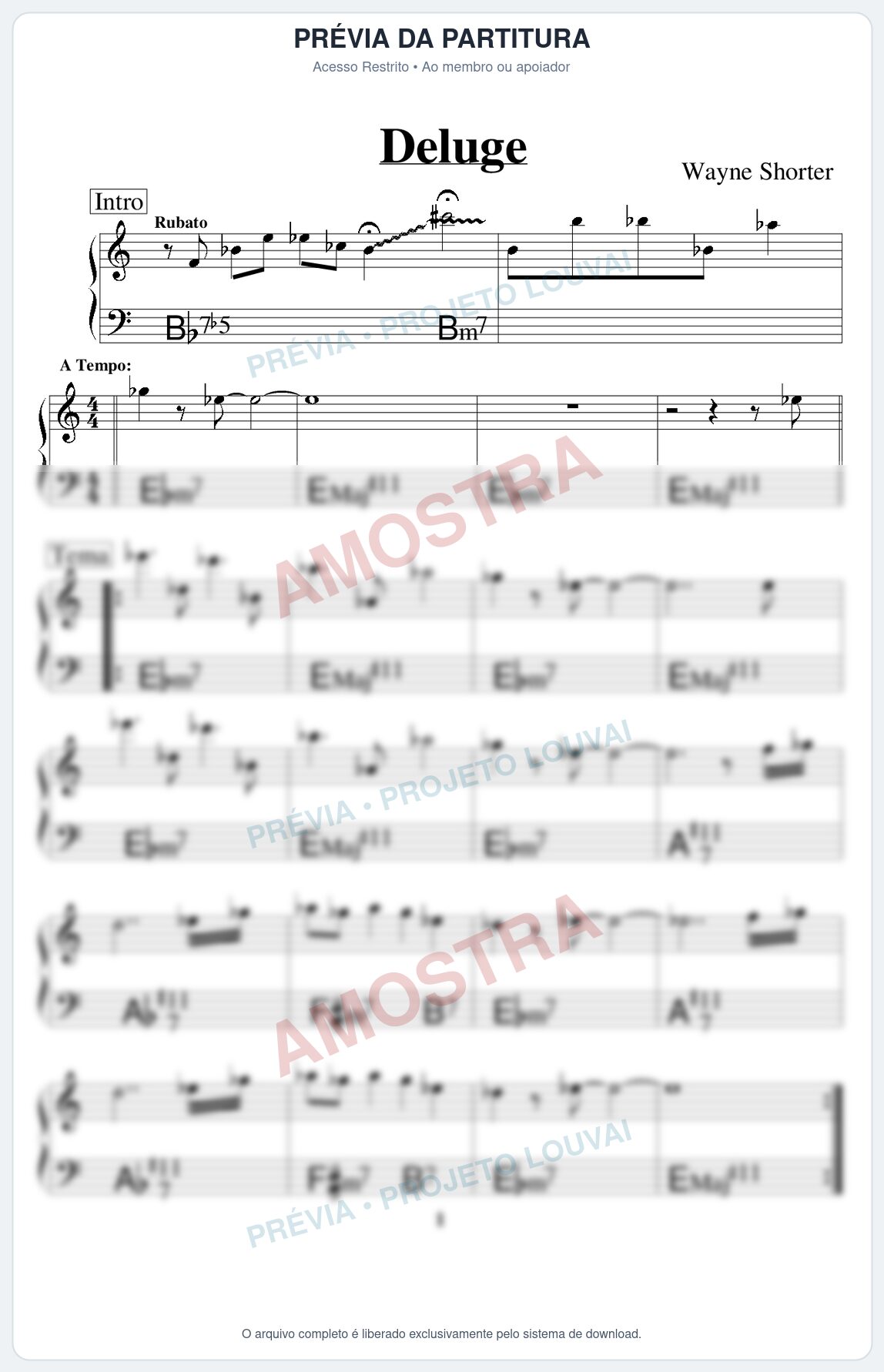 Prévia protegida da primeira página da partitura Partitura para Flauta Transversal - Deluge - Real Book de Jazz