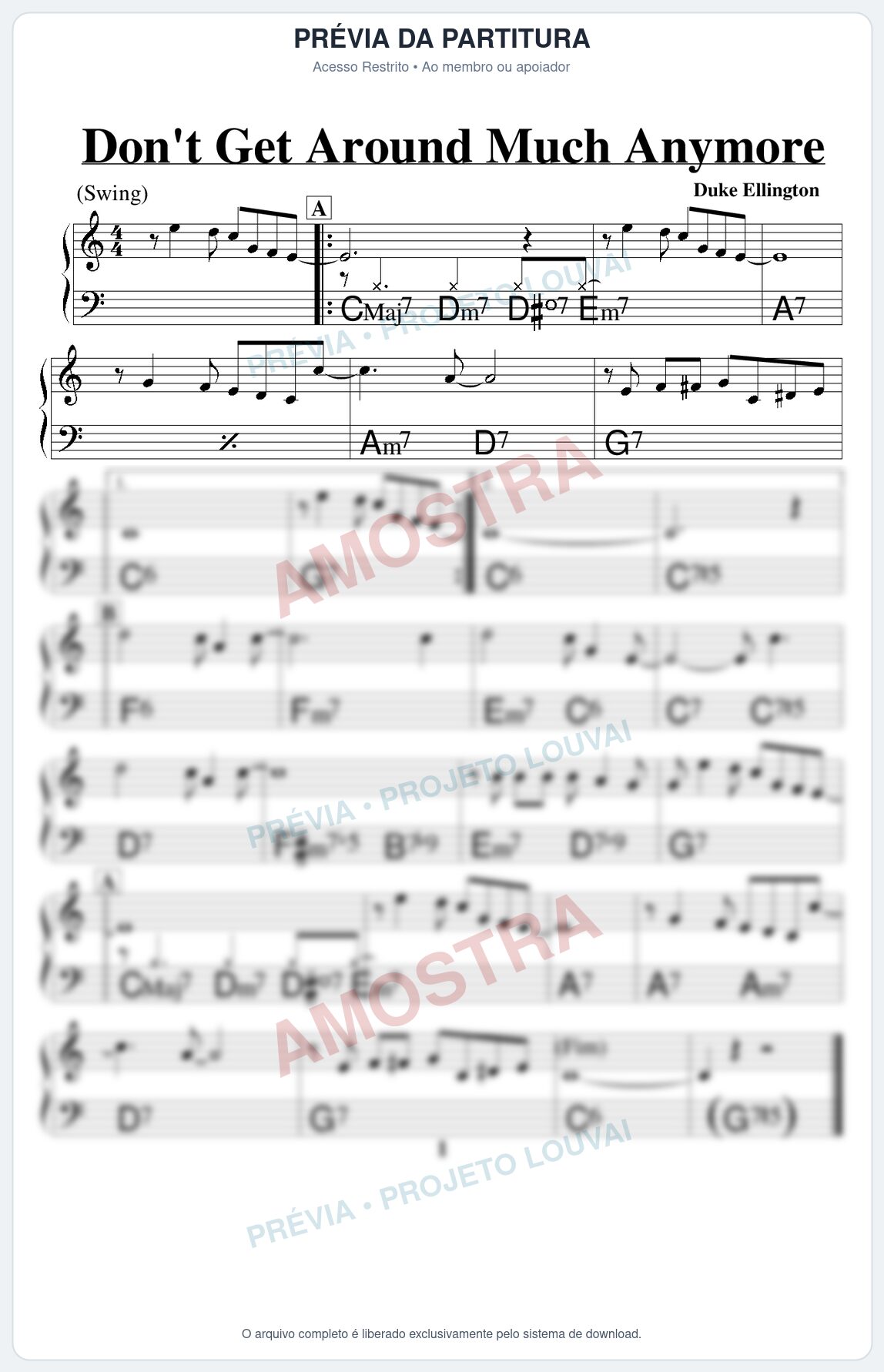 Prévia protegida da primeira página da partitura Partitura para Violino - Don t Get Around Much Anymore - Real Book de Jazz