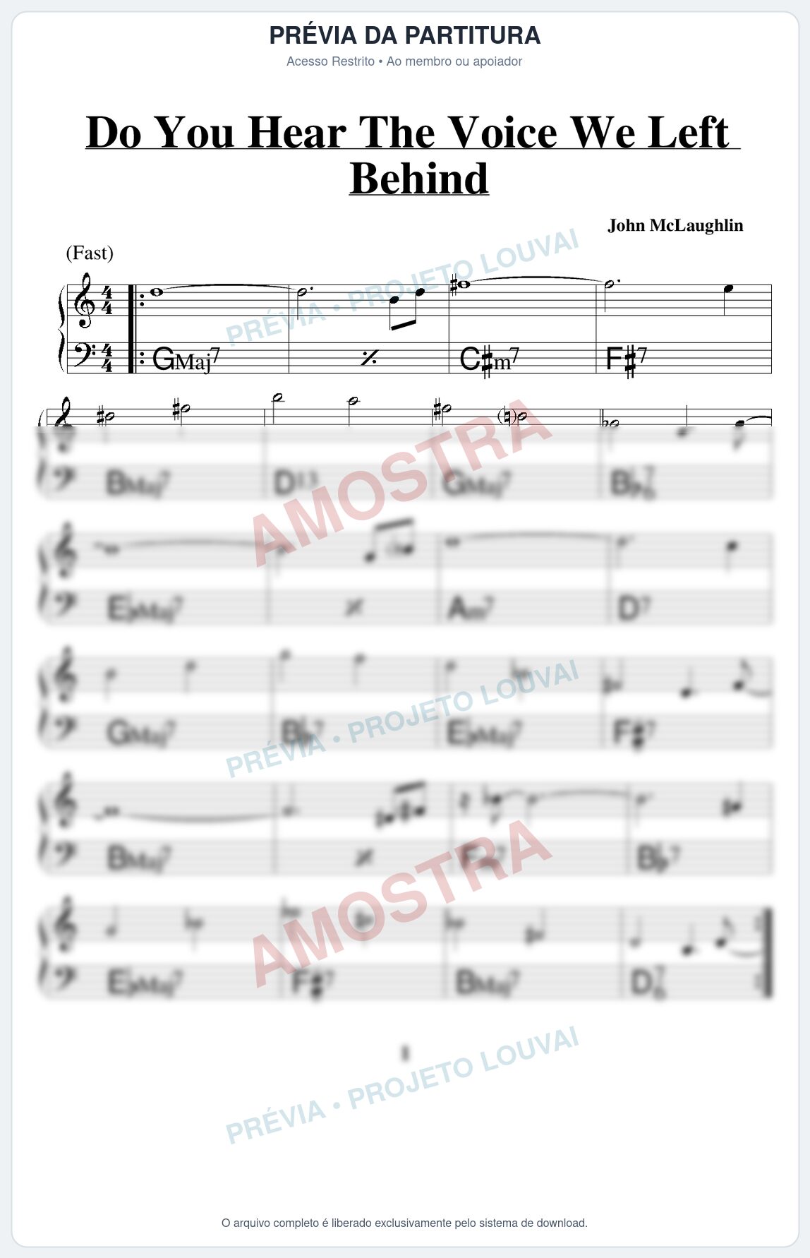 Prévia protegida da primeira página da partitura Partitura para Trompete em Bb - Do You Hear The Voice We Left Behind - Real Book de Jazz