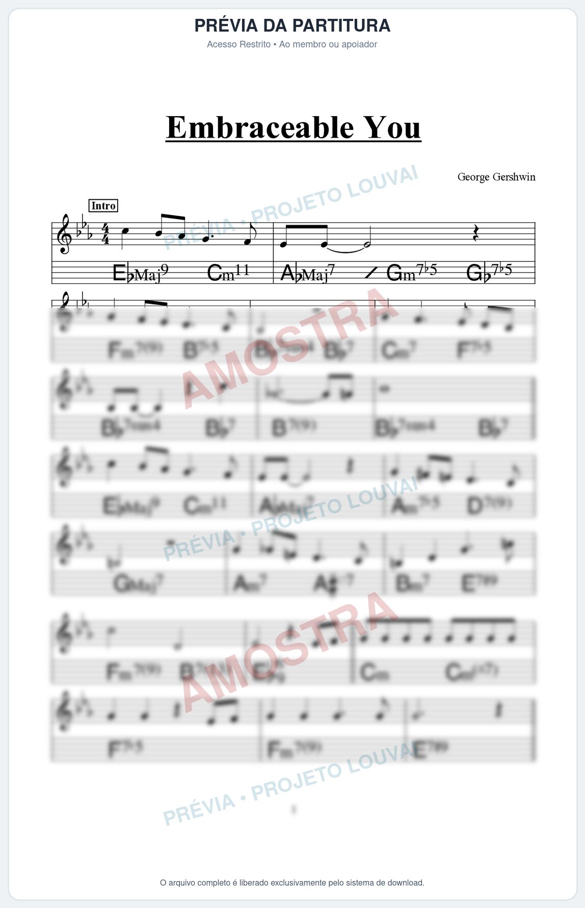 Prévia protegida da primeira página da partitura Partitura para Flauta Transversal - Embraceable You - Real Book de Jazz